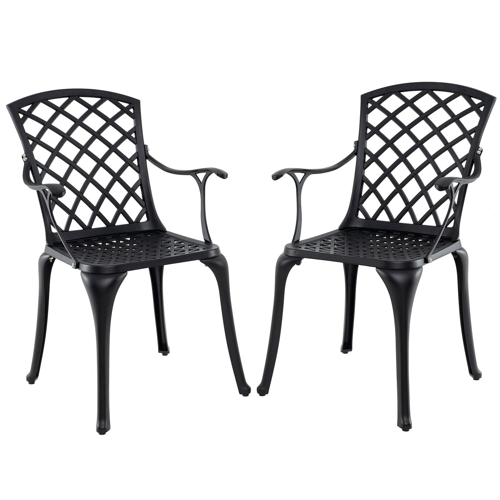 COSTWAY Gartenstuhl Balkonstühle (2 St), aus Aluminiumguss, wetterfest mit Armlehnen