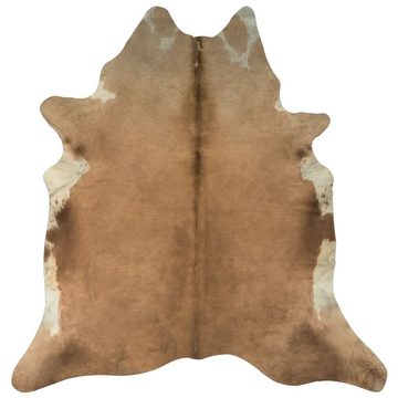 Teppich Echtes Rindsleder Braun und Weiß 150x170 cm, furnicato, Rechteckig