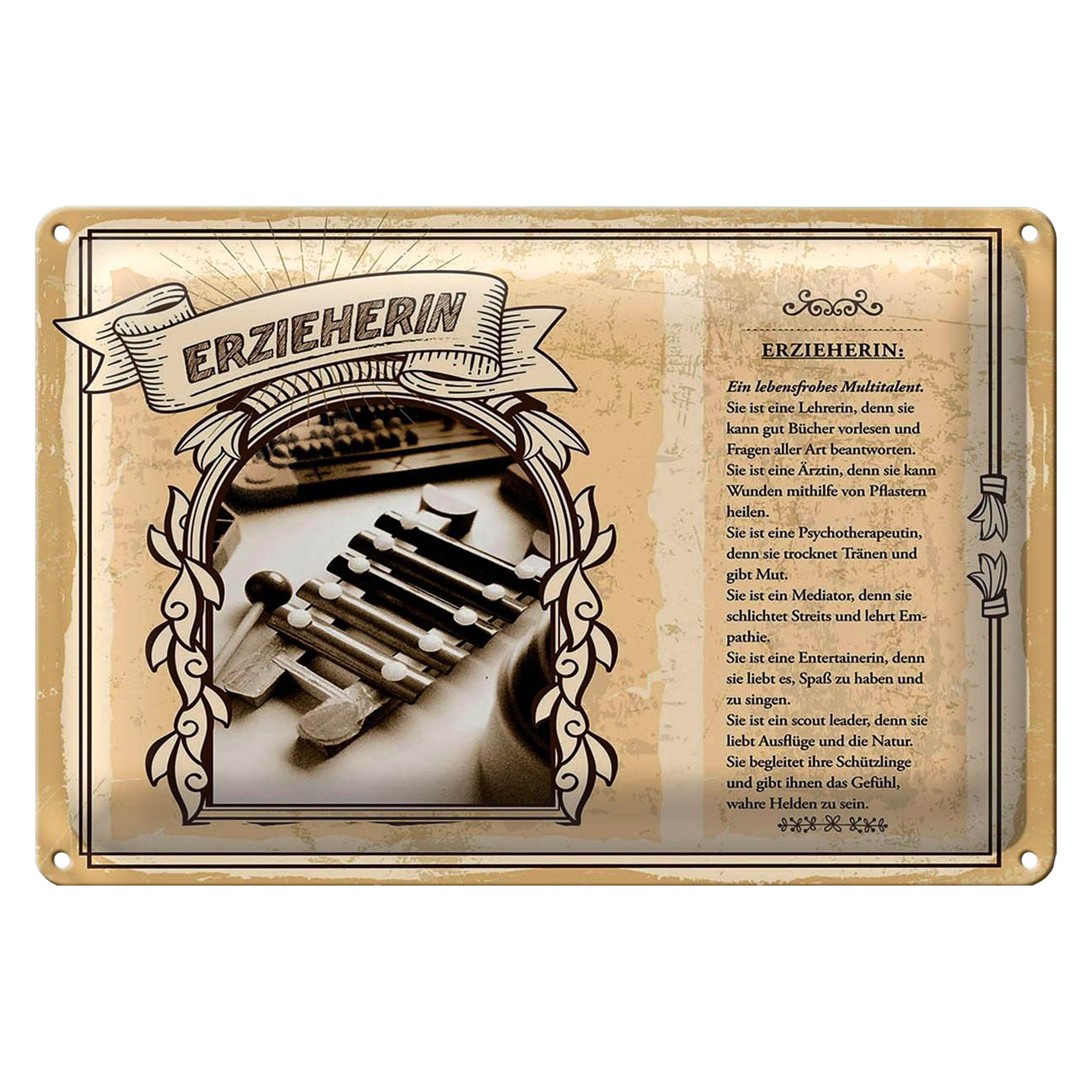 Roomando Metallschild Berufe 40x30cm Erzieherin Lehrerin Bücher
