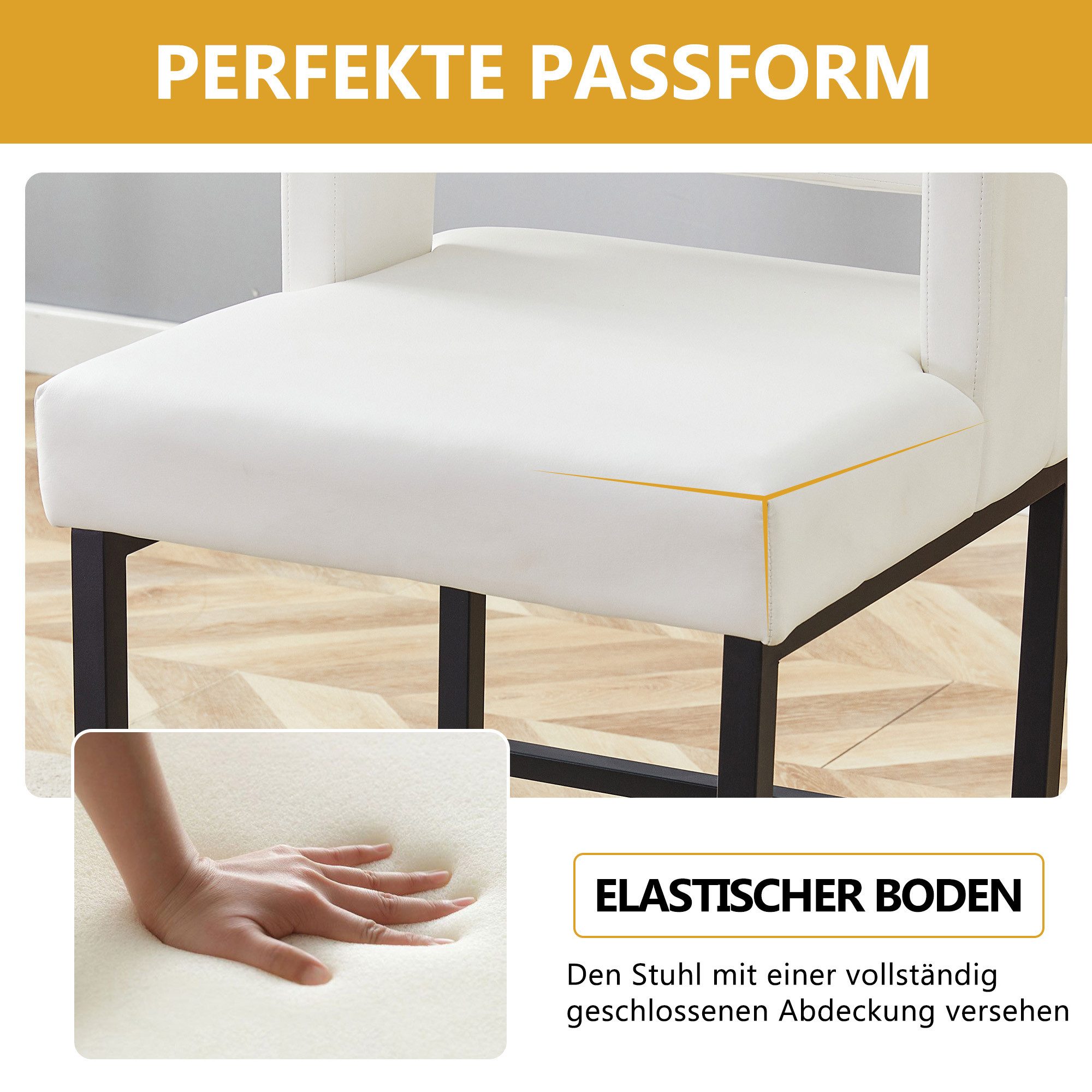 i@home Bistrostuhl 2-Pack-Barstühle im nordischen Stil mit modernem quadratischem Design (2er-Set), Leicht zu reinigen