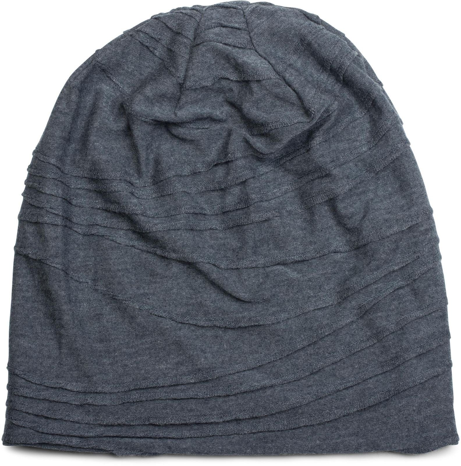 Falten Beanie Muster mit Beanie Jeansblau styleBREAKER (1-St)