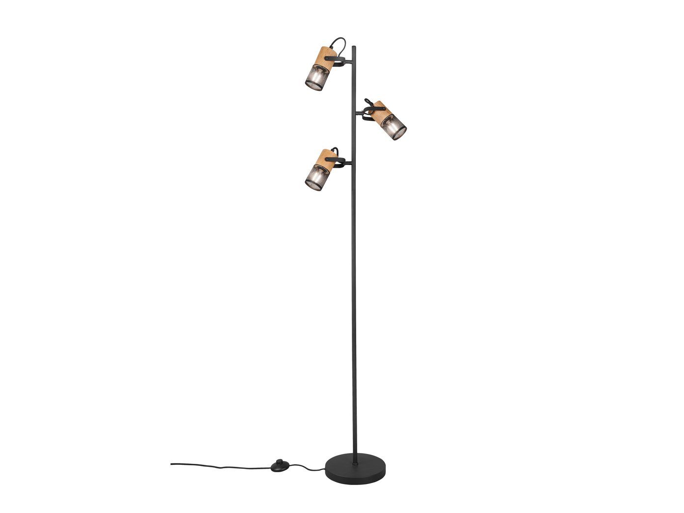 Lampenschirm mit 150cm Leselampe wechselbar, LED LED Stehlampe, Holz Höhe meineWunschleuchte Warmweiß, minimalistisch, 3-flammig