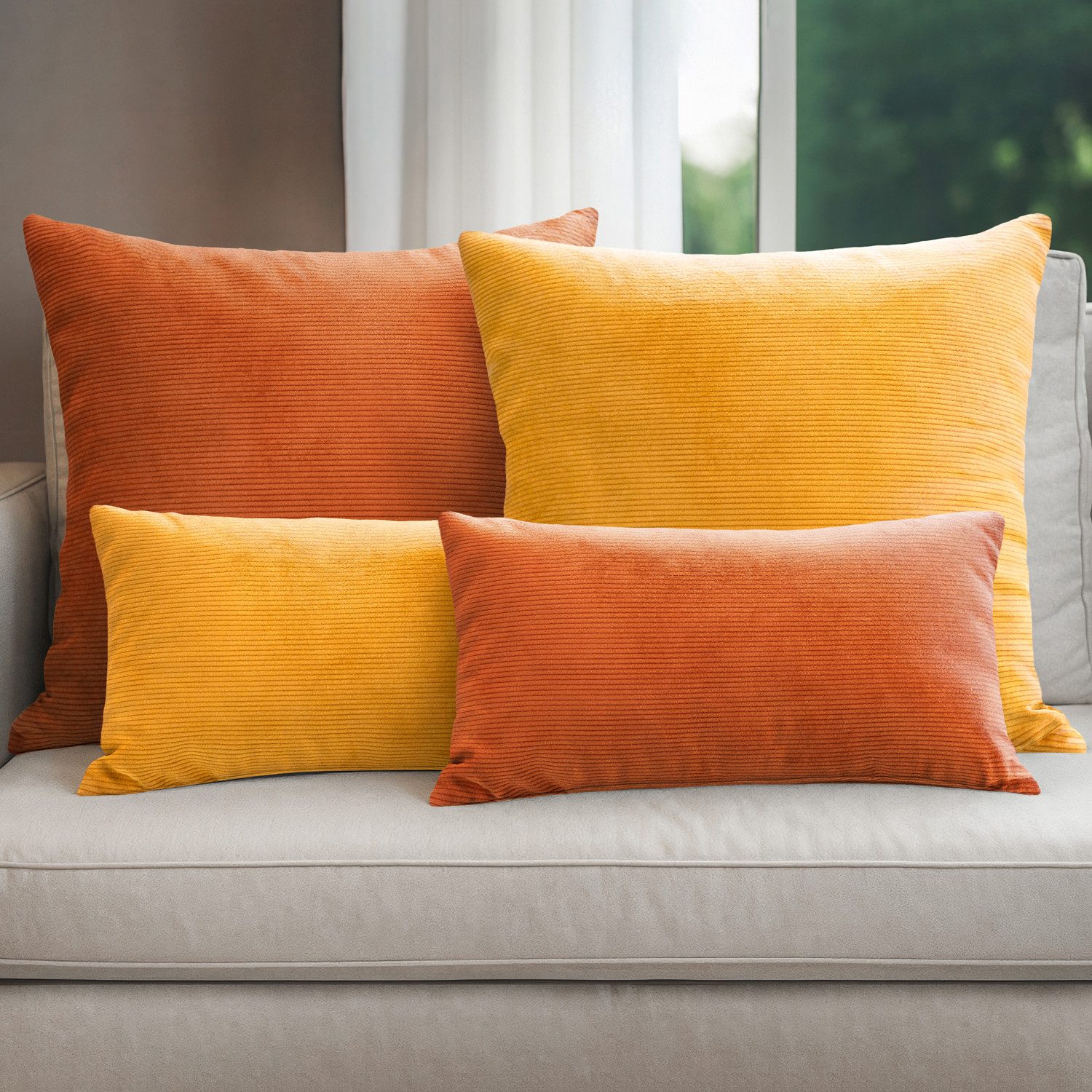 Selfitex Dekokissen 4er Set Cord Kissen inkl. Füllkissen, 2x 50x50 & 2x 30x günstig online kaufen