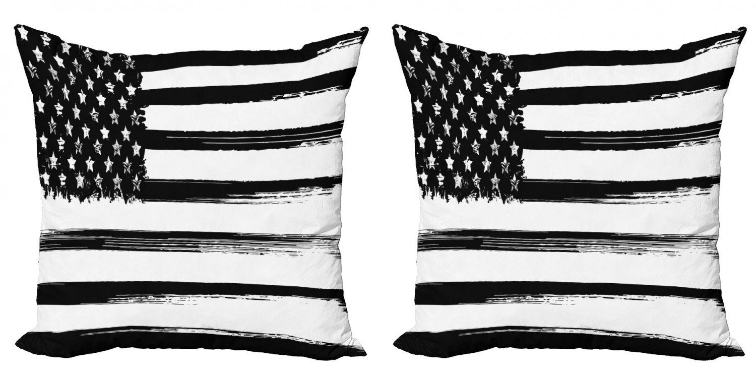 Kissenbezüge Modern Accent Doppelseitiger Digitaldruck, USA-Flagge Monochrom Stück), (2 Abakuhaus Grunge Streifen