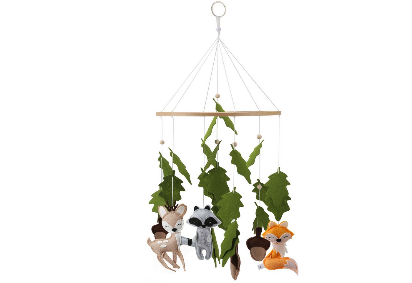 Zayno Mobile "Waldgeflüster" mit Tieren und Pflanzen in Naturfarben, (Set, 1-tlg., Hervorragendes Geschenk zur Geburt), Unterstützt das Einschlafen deines Babys.