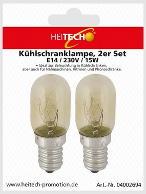 HEITECH Spezialleuchtmittel 15W E14 - Glühbirne, 90 Lumen & 2500K, 2 St.