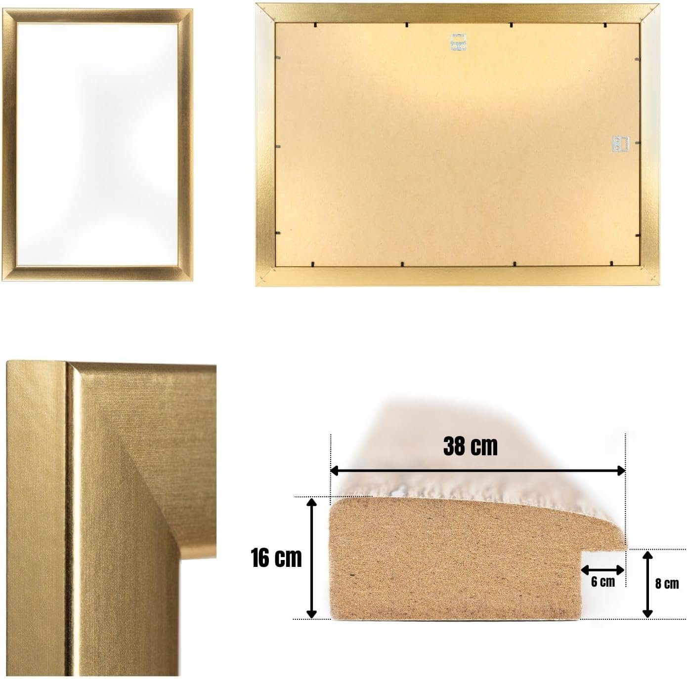 Clamaro Bilderrahmen, Bilderrahmen Gold Neo Collage nach Maß modern Holz