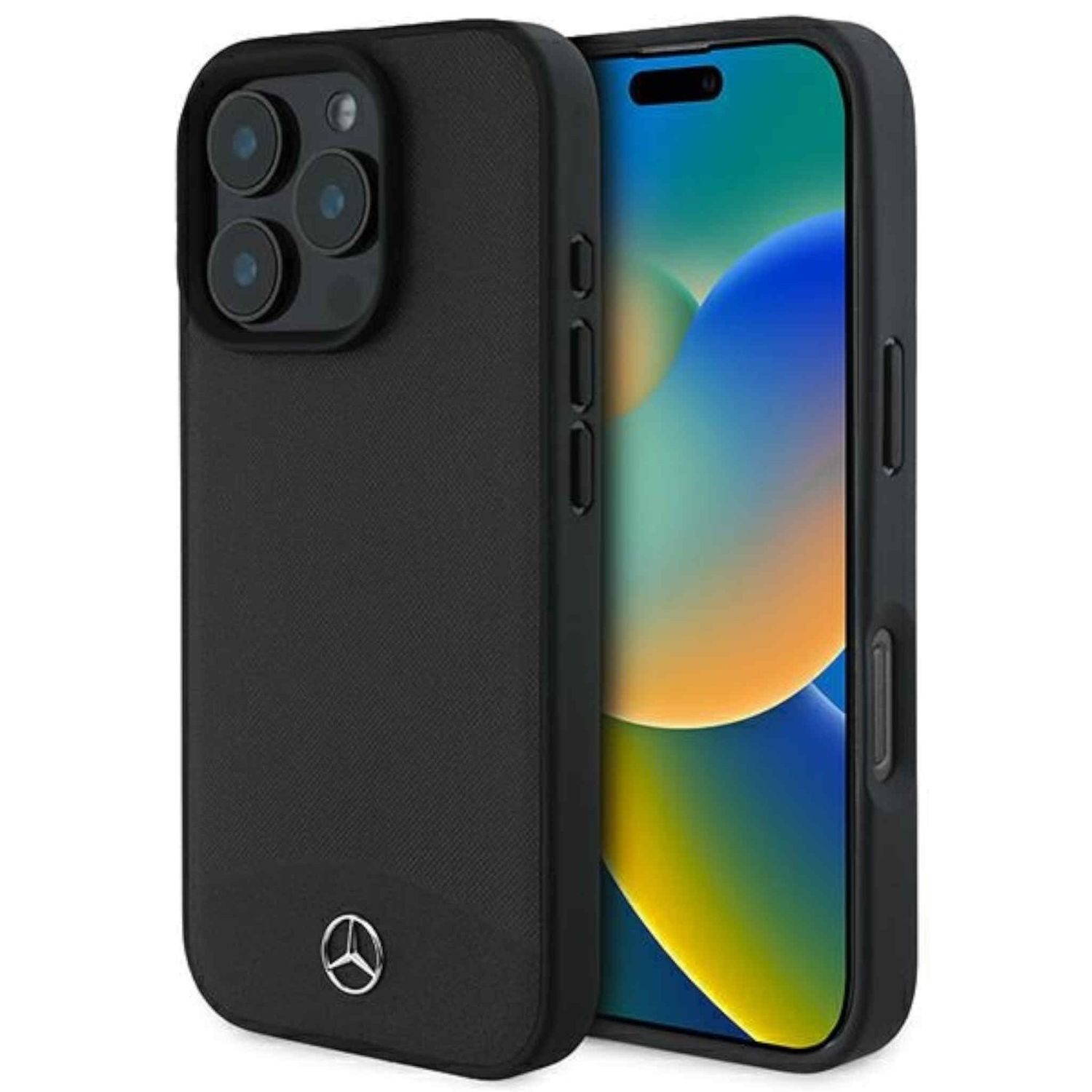 Mercedes Smartphone-Hülle Mercedes Apple iPhone 16 Pro Max Case Textured Plain Leather MagSafe