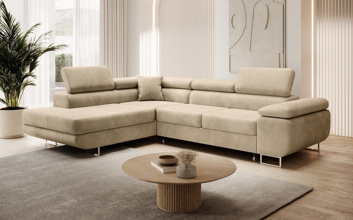 Luxusbetten24 Schlafsofa Designer Sofa Aston Samt, mit Stauraum und Schlaffunktion