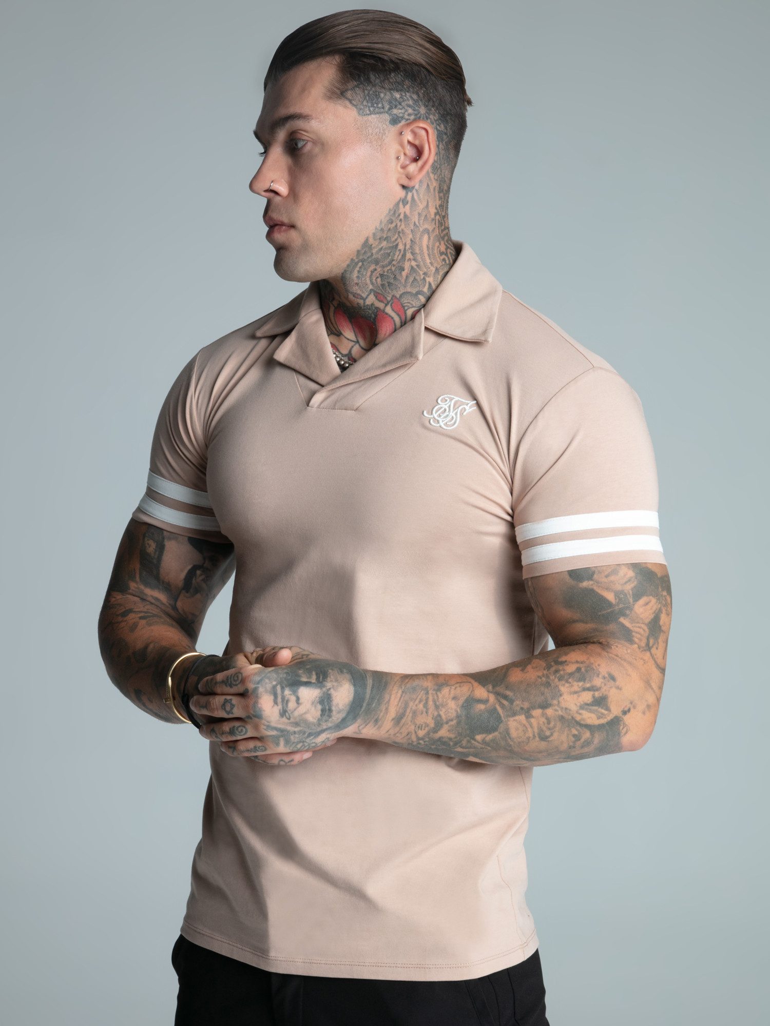 Siksilk Poloshirt SikSilk Herren Braunes Tournament Revere Polo günstig online kaufen