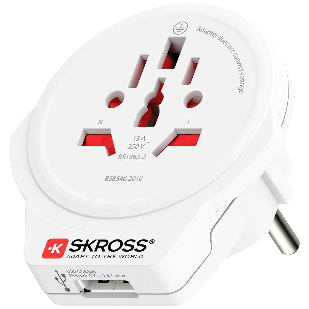 SKROSS Länderreiseadapter und USB-Ladegerät World to Reiseadapter