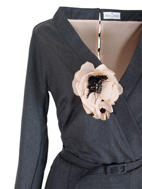 RUA & RUA Midikleid Asymmetrisches Kleid aus Wolle und Seide mit Blumenapplikation (1-tlg)