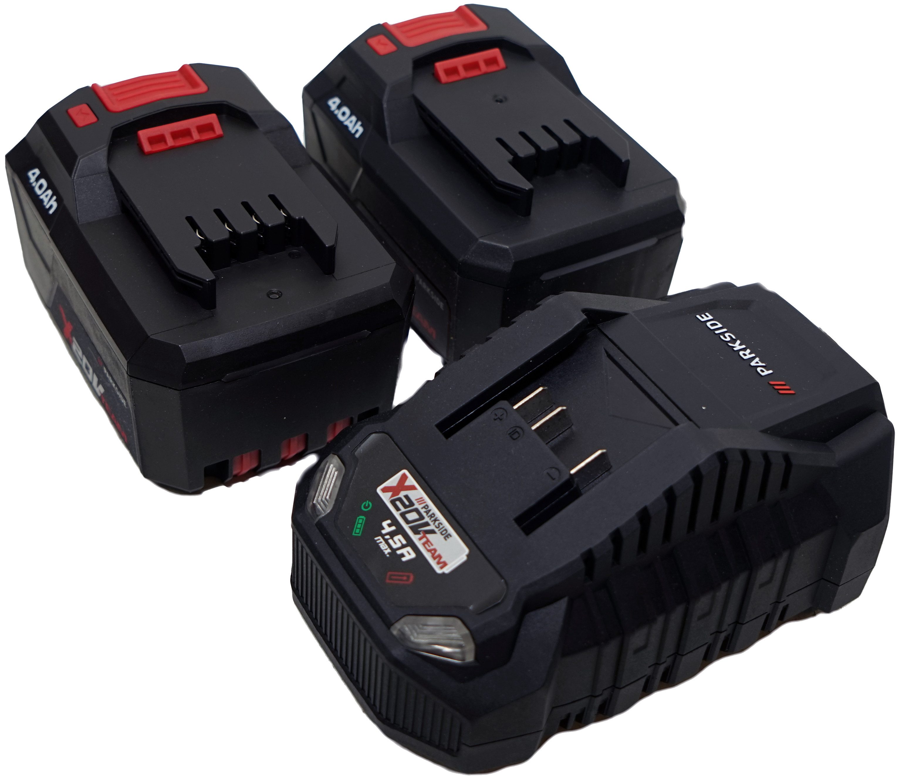 Parkside 2x Original Akku 20V 4Ah PAP 204 + 1x Ladegerät PLG 20 mit 4,5A Akku-Set (20 V)