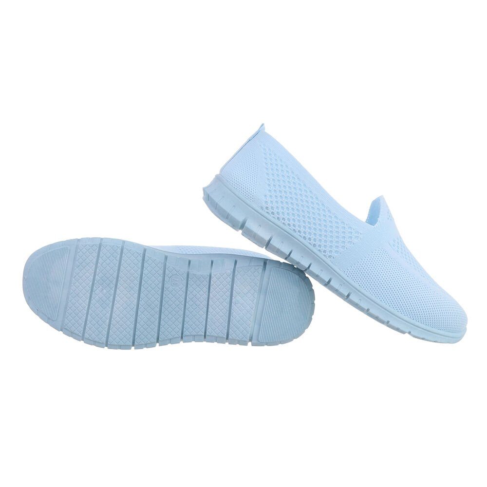 Slipper Low-Top Hellblau Low Damen Freizeit Flach Sneakers Ital-Design in