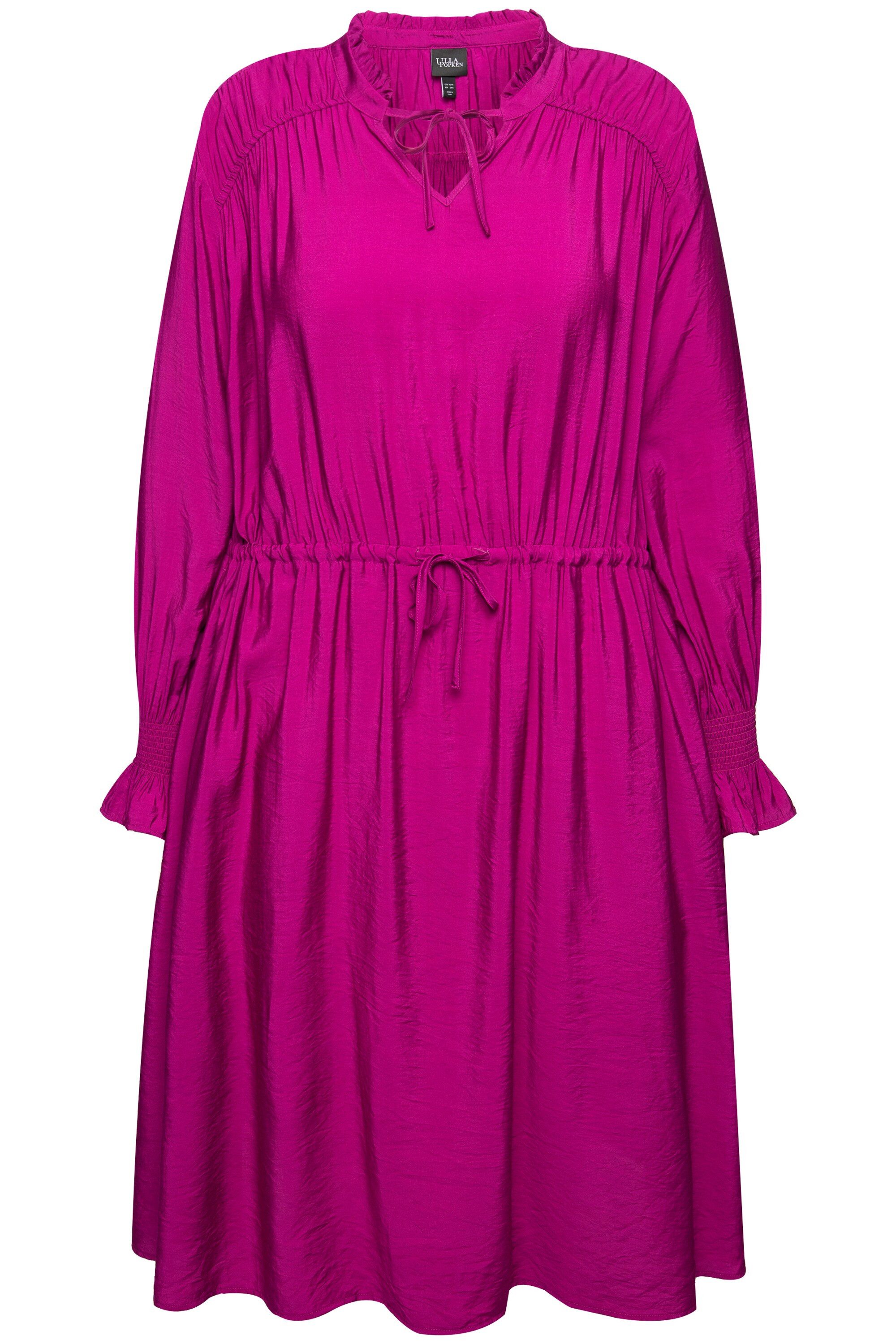 Ulla Popken Midikleid Kleid A-Linie Rüschen-Stehkragen günstig online kaufen
