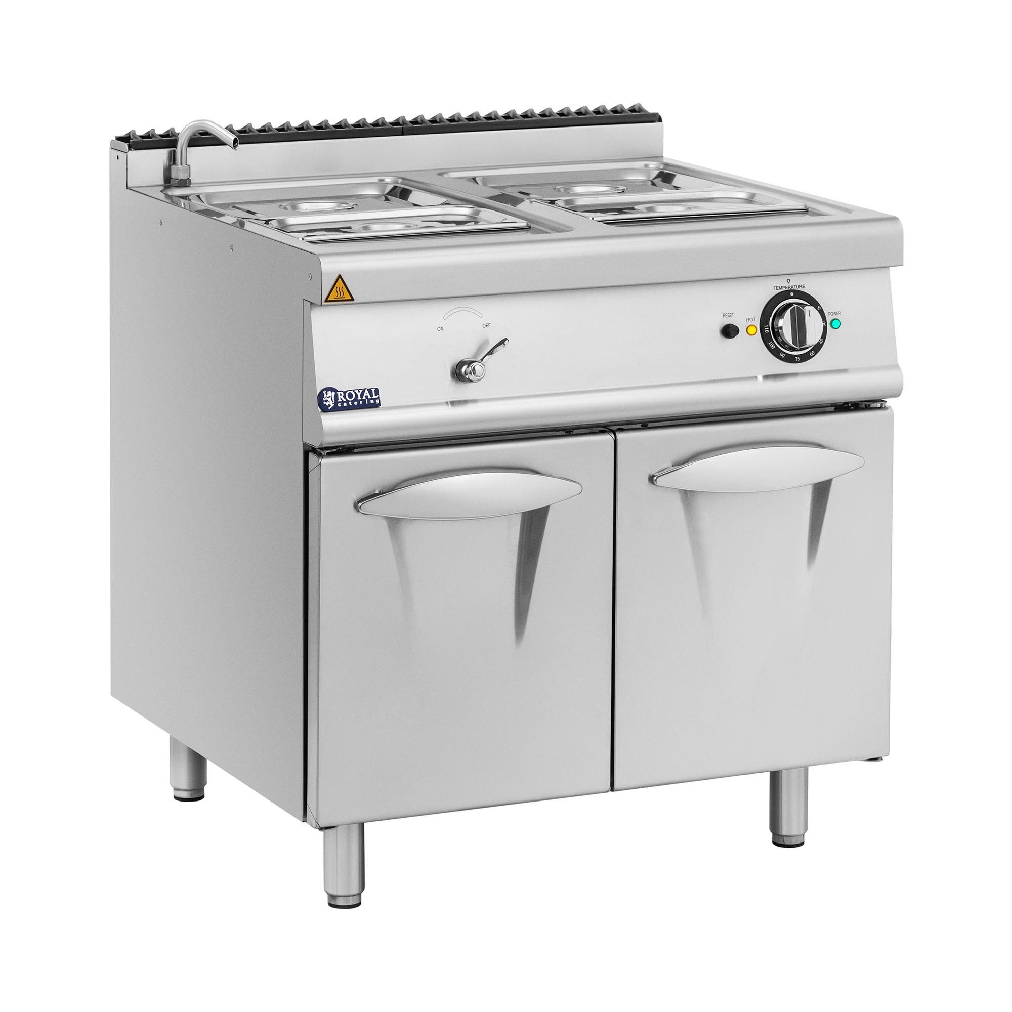 Royal Catering Speisenwärmer Bain-Marie mit Unterschrank Warmhaltebehälter Speisenwärmer 2 GN 1/2 +
