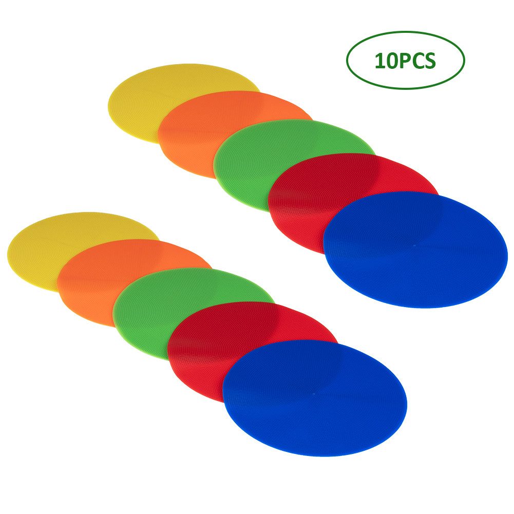 GarveeMore Markierungskreis PVC Bodenmarkierpunkte 23 cm, rutschfest & reißfest, Feldmarkierung, 10‑teiliges Set in bunten Farben für Sport‑ & Kindertraining