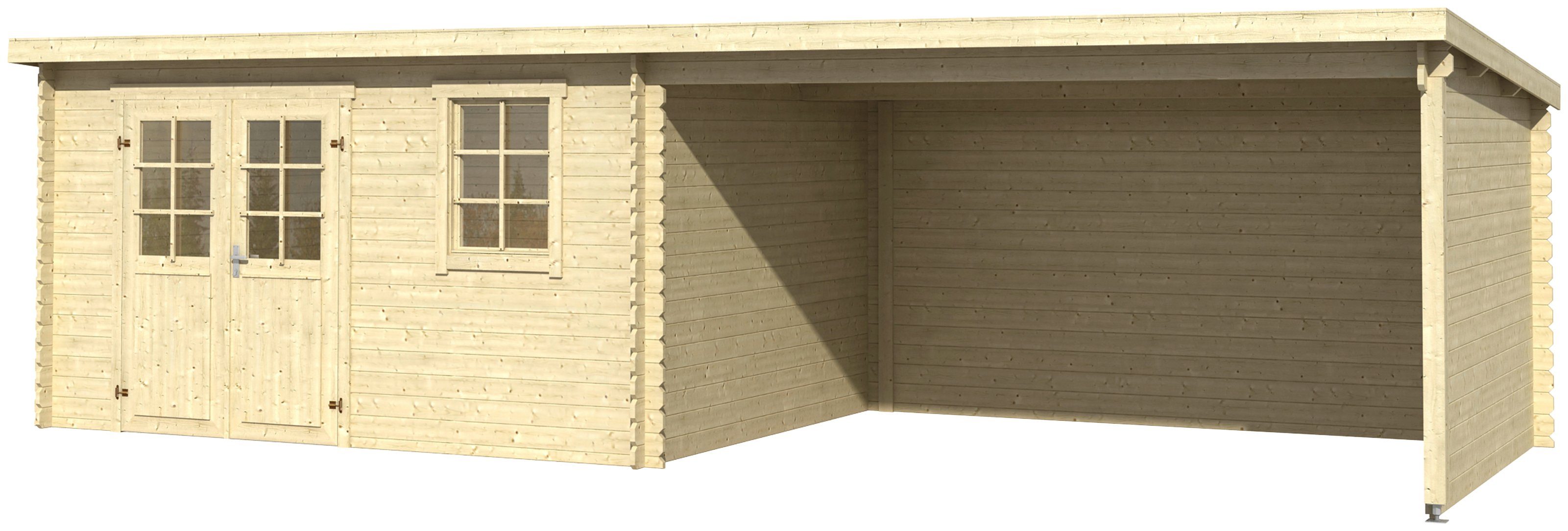 LASITA MAJA Gartenhaus Reno, BxT: 780x314 cm, (Set), Blockbohlenhaus 28mm, mit Anbau
