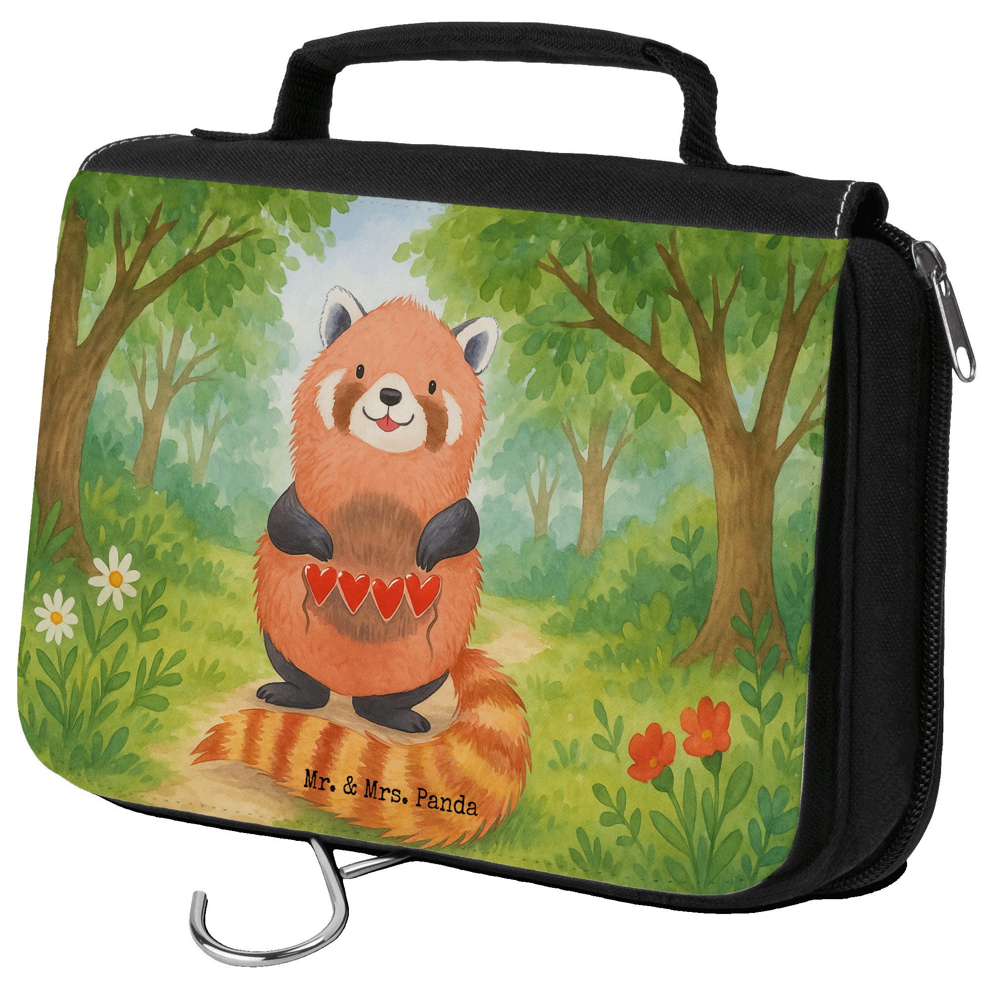 Kulturbeutel Roter Panda Design, Kulturbeutel, Weiß, Liebling, Herz, Lieblingsmens