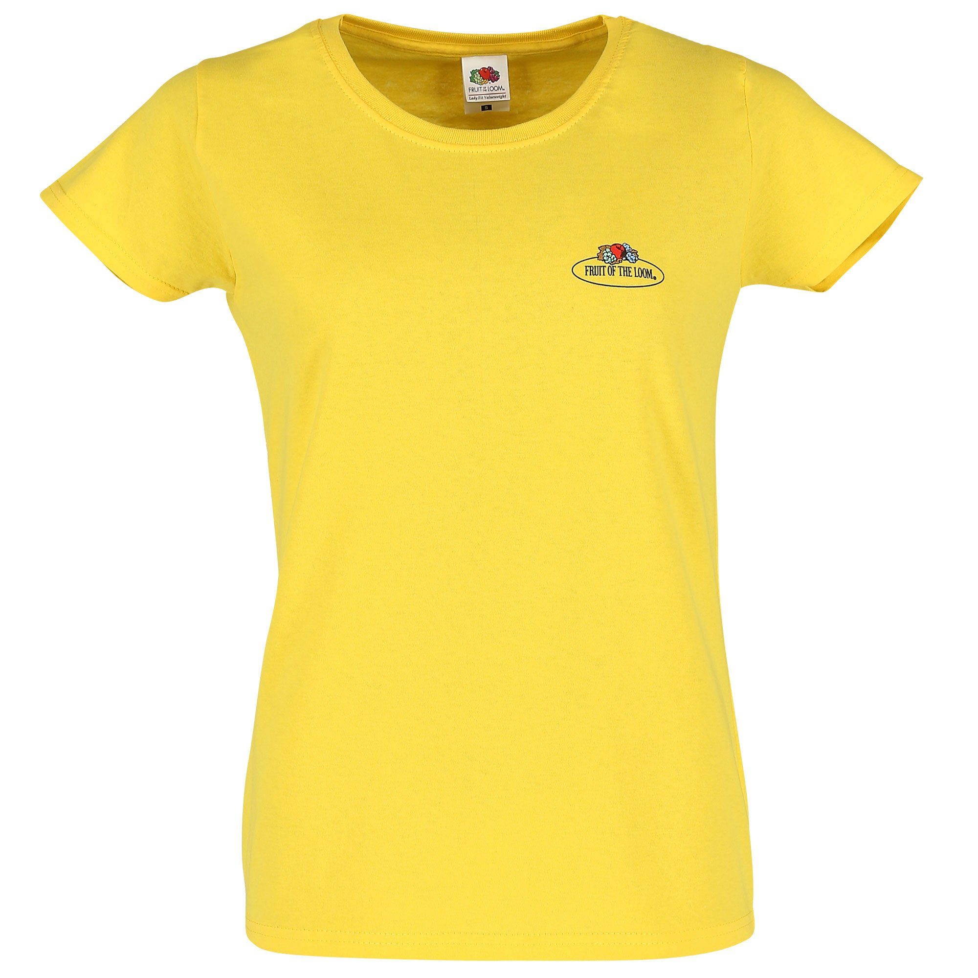 K2) Rundhalsshirt mit Gelb Damen Vintage-Logo T-Shirt the Fruit of (gelb Loom