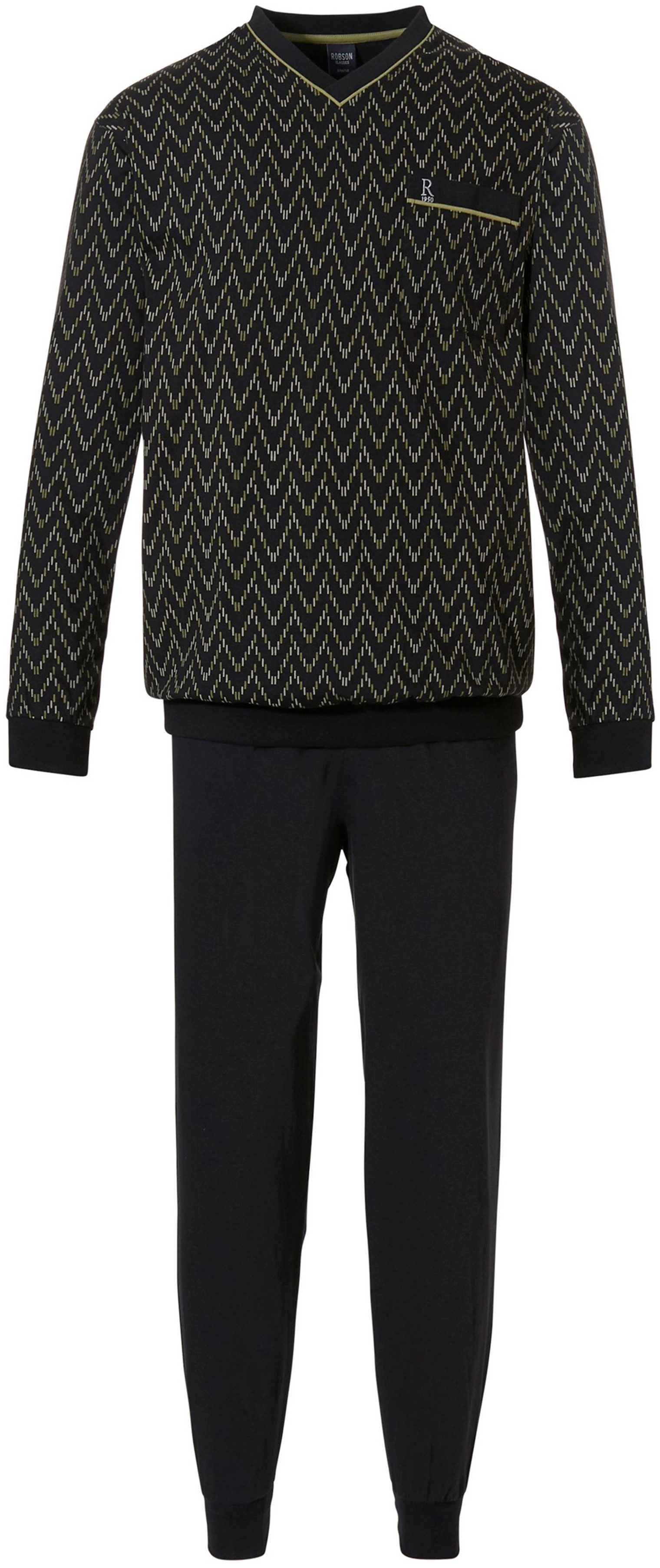 Robson Pyjama Herren Schlafanzug mit Bündchen (2 tlg) Baumwolle