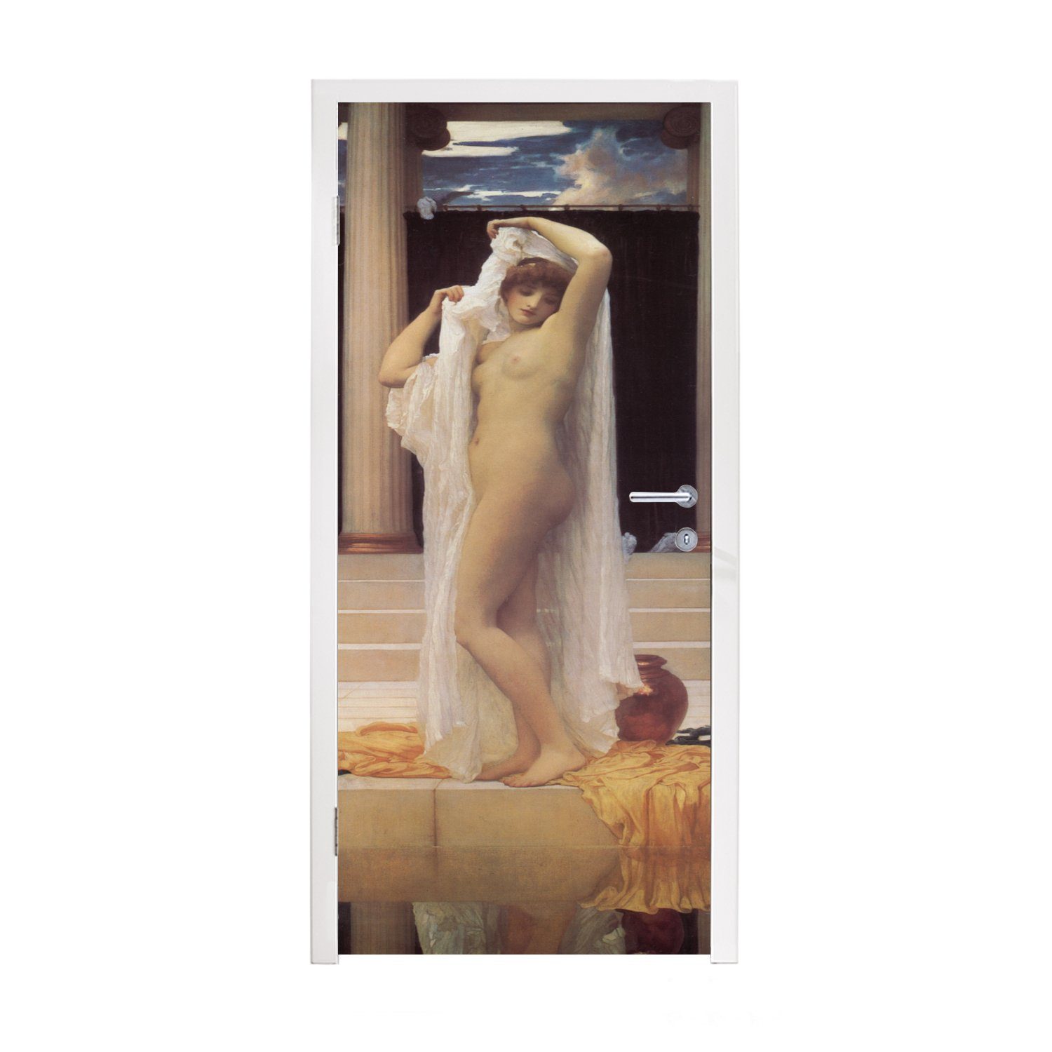 MuchoWow Türtapete Das Bad der Psyche - Gemälde von Frederic Leighton, Matt, bedruckt, (1 St), Fototapete für Tür, Türaufkleber, 75x205 cm | Türtapeten