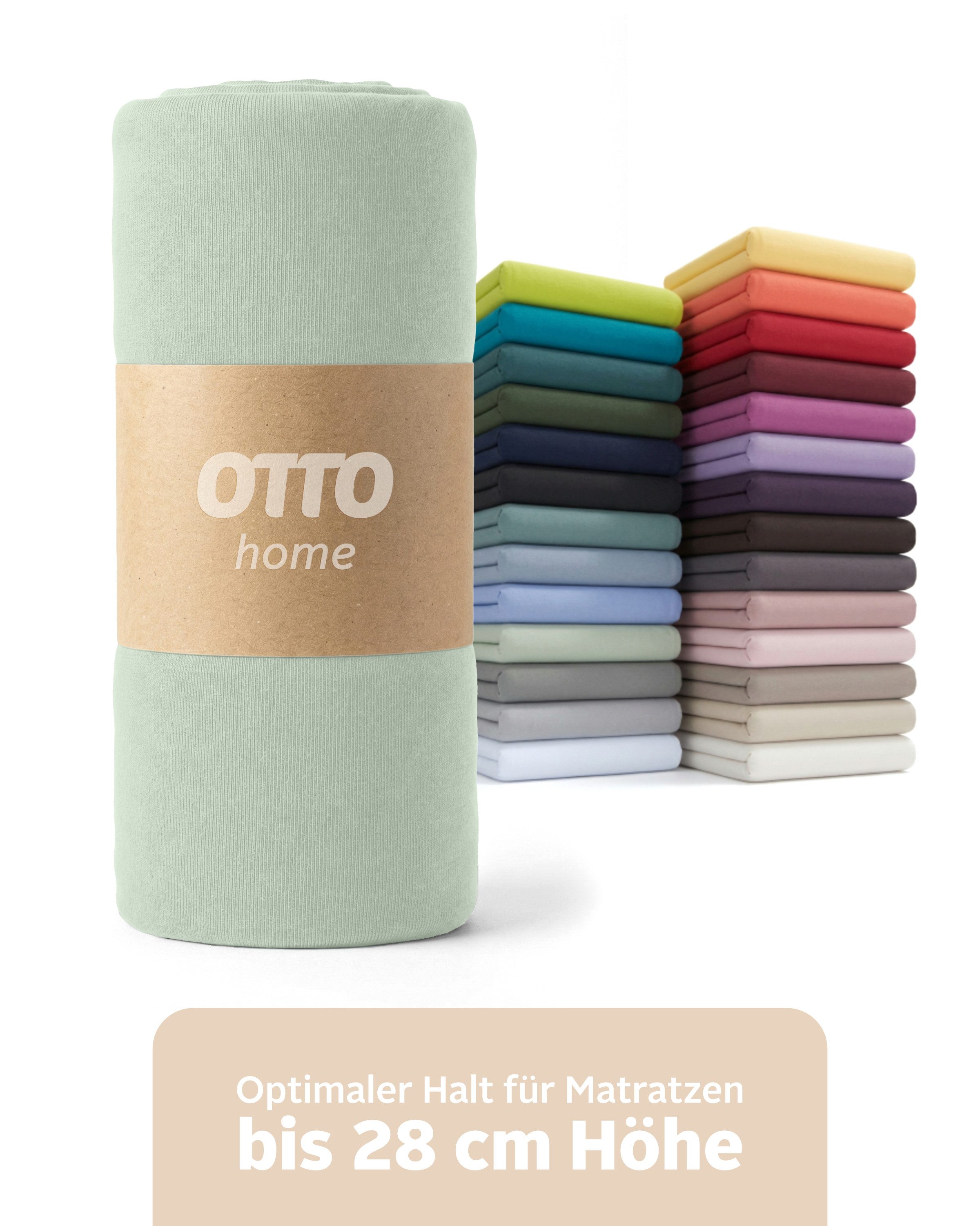 OTTO home Spannbettlaken BLACKBERRY in PREMIUM und BASIC Qualität, 100% Baumwolle, Jersey (110 g/m), Gummizug: rundum, (2 Stück), für hohe Matratzen bis 28 cm, Bettlaken, Spannbetttuch, Boxspring