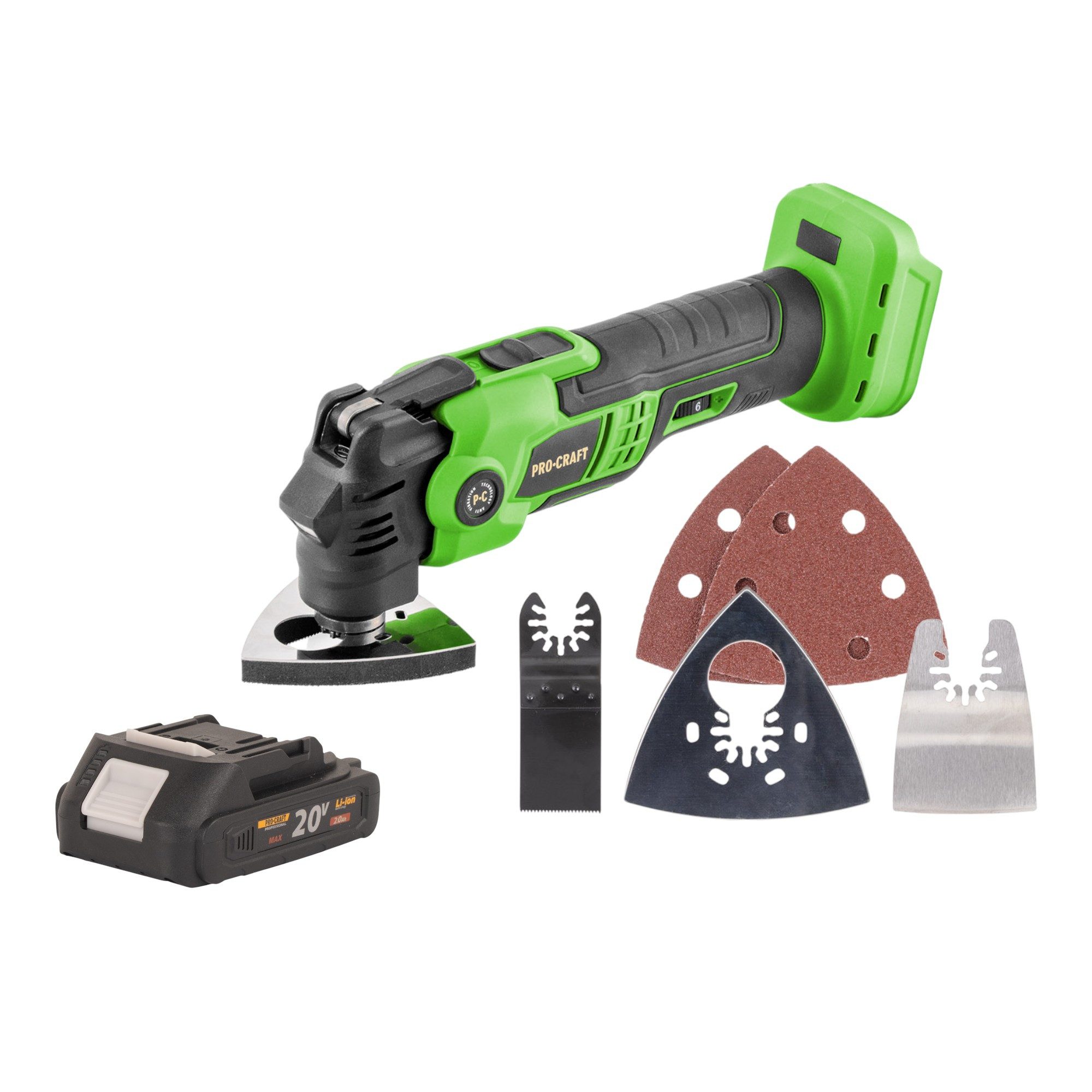 PRO CRAFT Akku-Multifunktionswerkzeug PMT22bb 20 V Brushless + 1x Akku 2,0 Ah - ohne Ladegerät