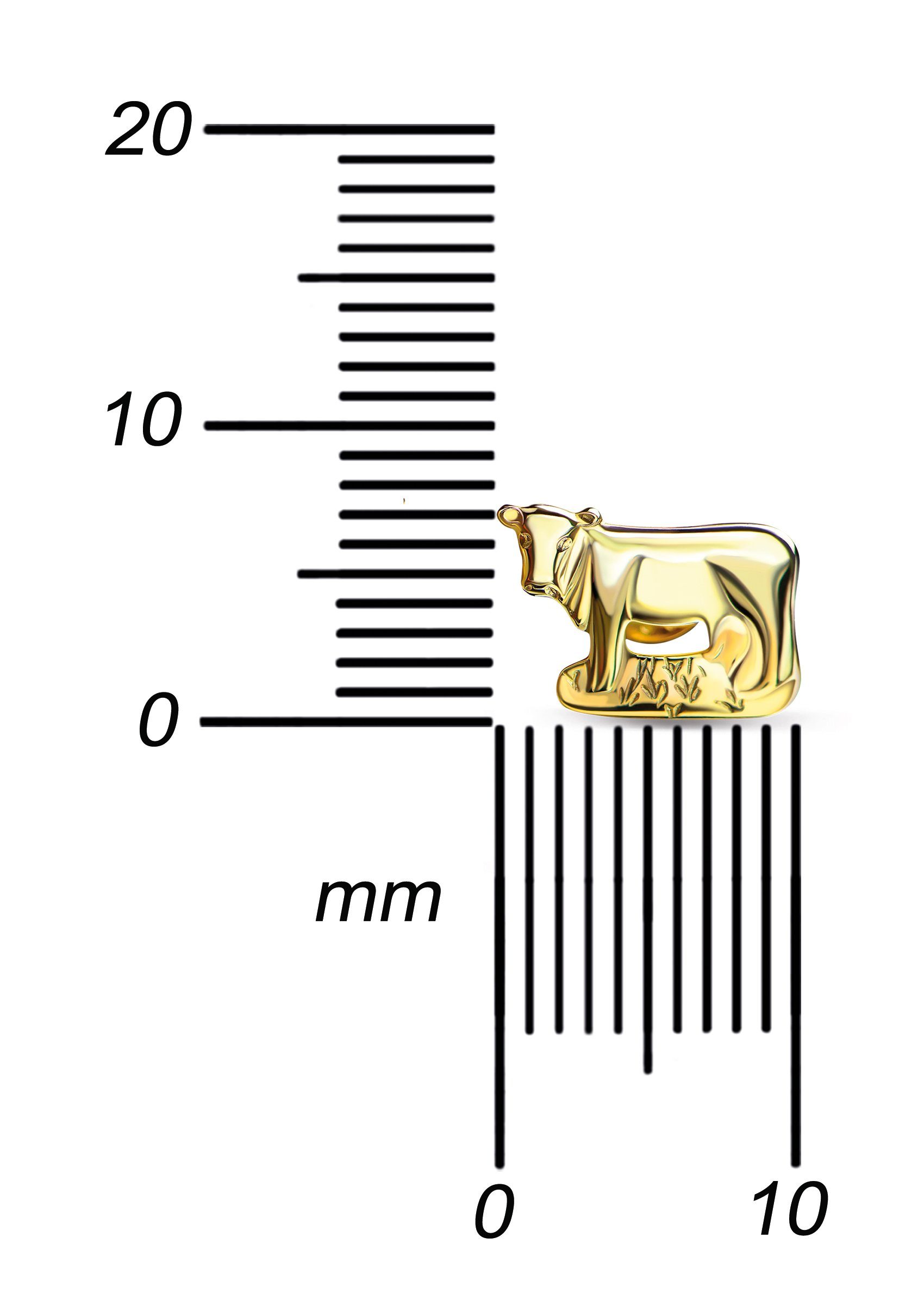 JEVELION Paar Ohrstecker Kuh 333 Gold (Gold Ohrschmuck, 2-tlg., für Damen), Goldstecker - Made in Germany