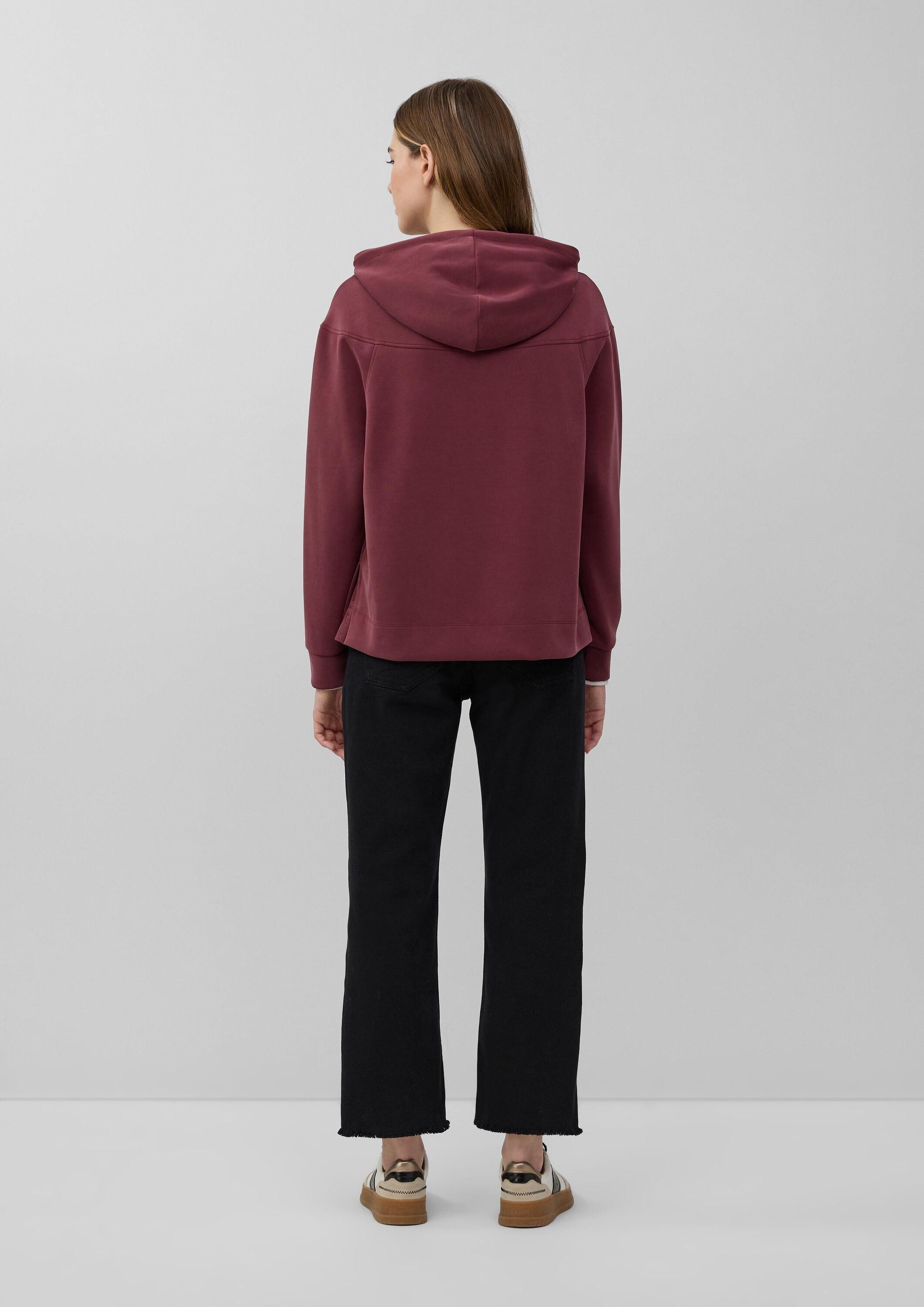 s.Oliver Sweatshirt Sweatshirt Scuba-Hoodie mit Seitenschlitzen
