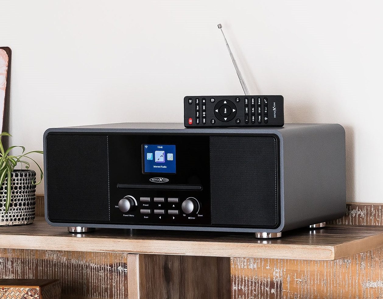 Reflexion HRA19DAB Design DAB+ Radio mit TFT Farbdisplay Digitalradio (DAB) (Digitalradio (DAB), UKW-Radio, 160 W, DAB+ Radio, AUX, CD-Player, Weckfunktion, Equalizer, Bluetooth)