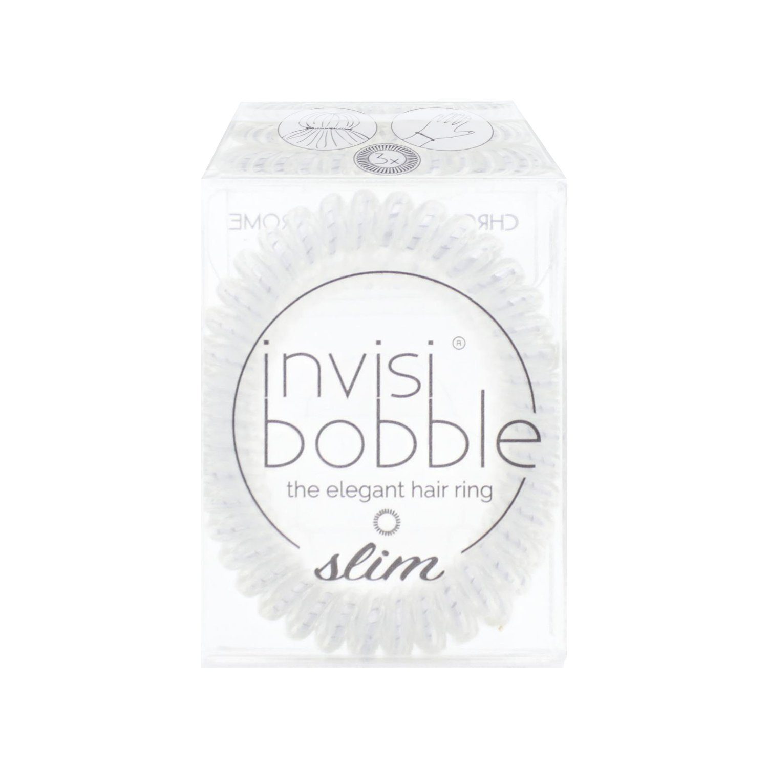 invisibobble Spiral-Haargummi invisibobble Slim Crystal Clear 3 Dünne Резинки для волос transparent elegant