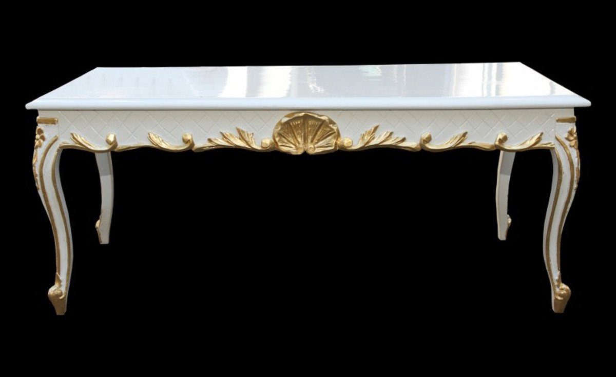 Casa Padrino Couchtisch Barock Couchtisch Weiß/Gold 120 x 60 cm Mod2 - Antik  Look