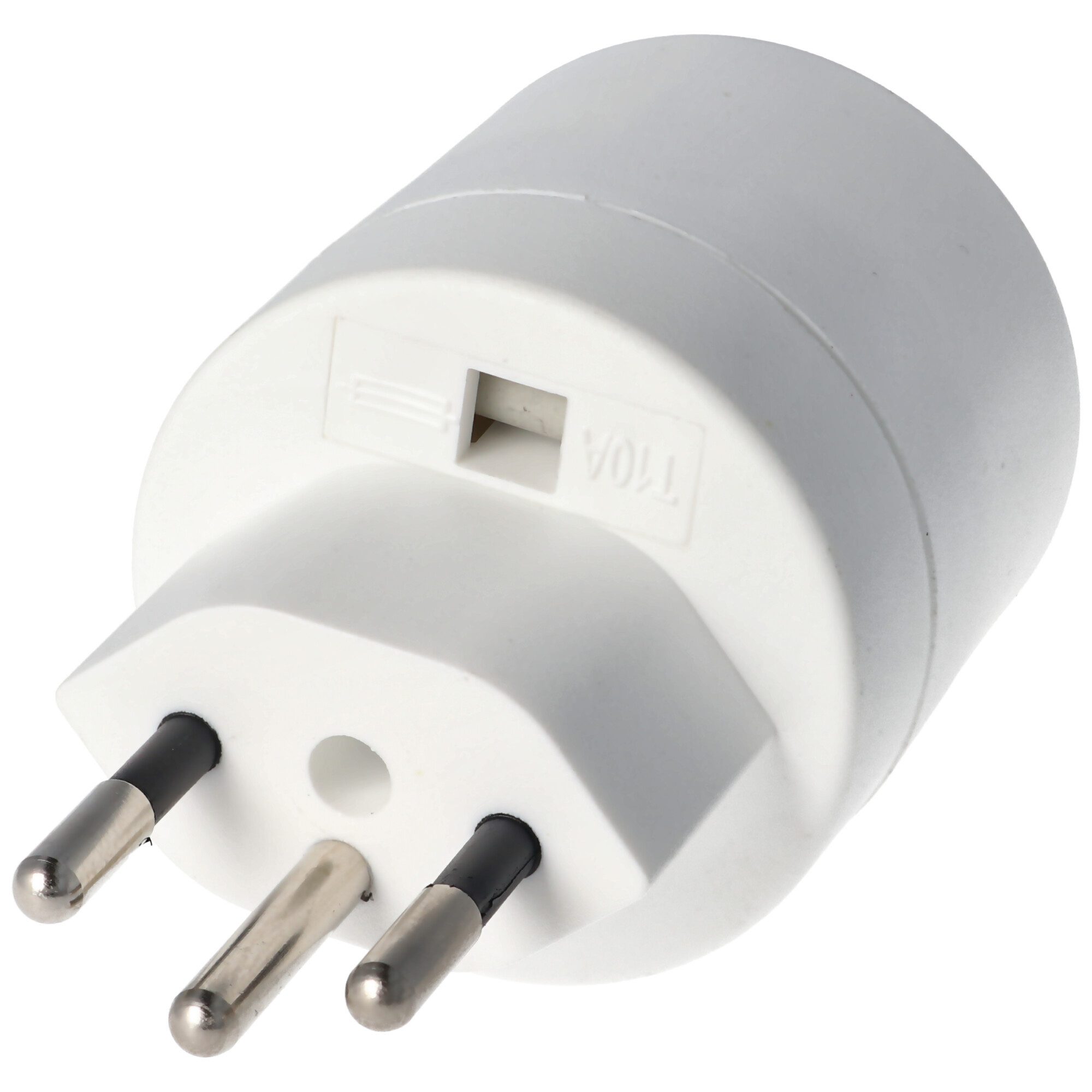 AccuCell Schweiz-Adapter weiss von Schukokupplung auf schweizer Stecker 230 Vo Akku-Ladestation