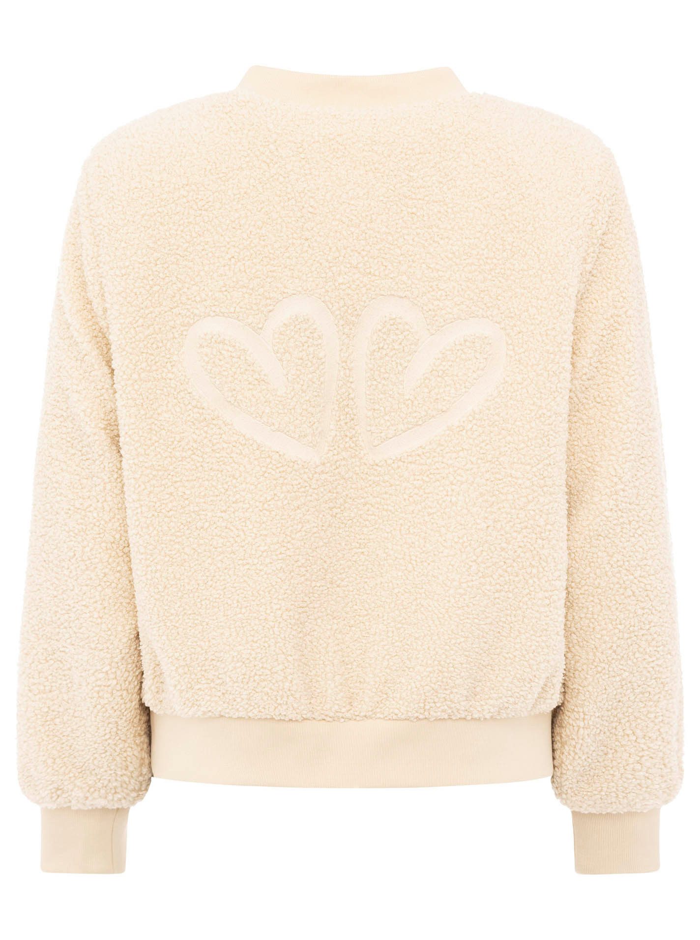 Zwillingsherz Bomberjacke Teddy Bomberjacke "Smile / Good Vibes" Seitliche günstig online kaufen