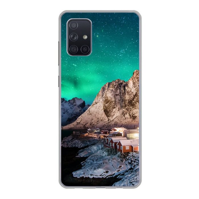 MuchoWow Handyhülle Nordlichter - Berge - Norwegen Handyhülle Samsung Galaxy A51 5G Smartphone-Bumper Print Handy