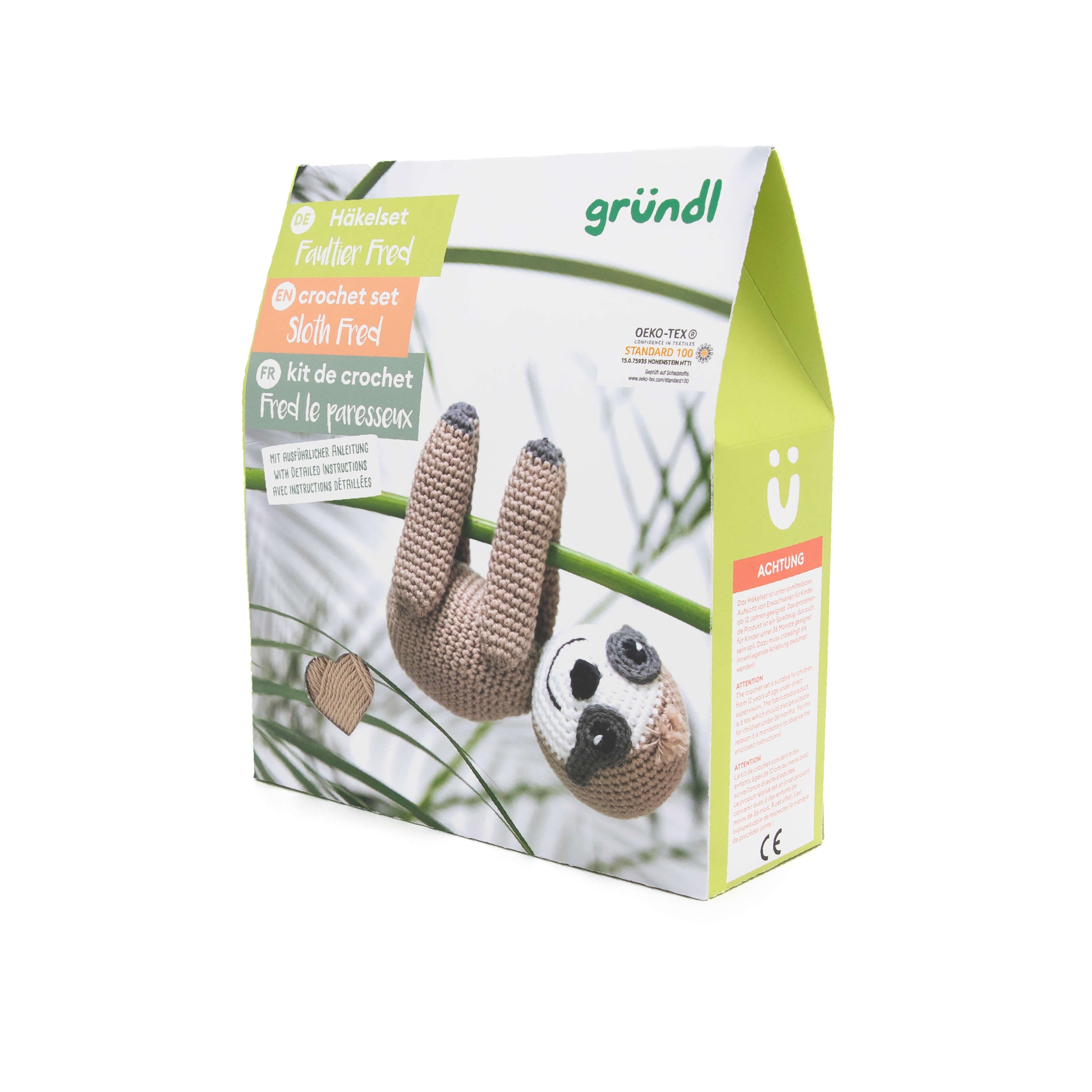 Gründl Häkeltiere Set komplett mit Anleitung Füllwatte und Häkelnadel, Häkelwolle, (Amigurumi), Häkelset