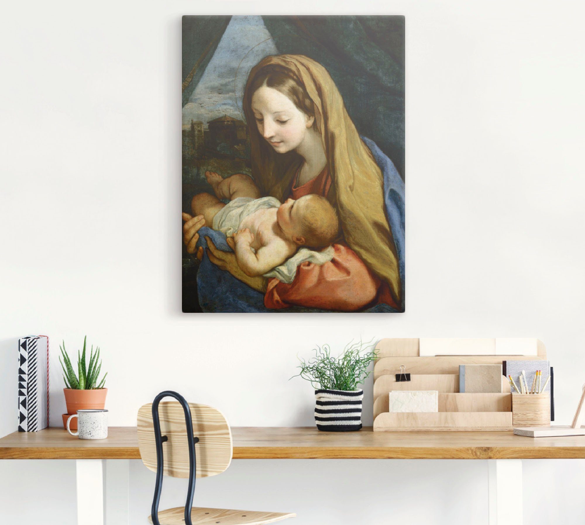 Artland Leinwandbild Maria mit dem Kind. Um 1660, Religion (1 St), auf Holzrahmen gespannt