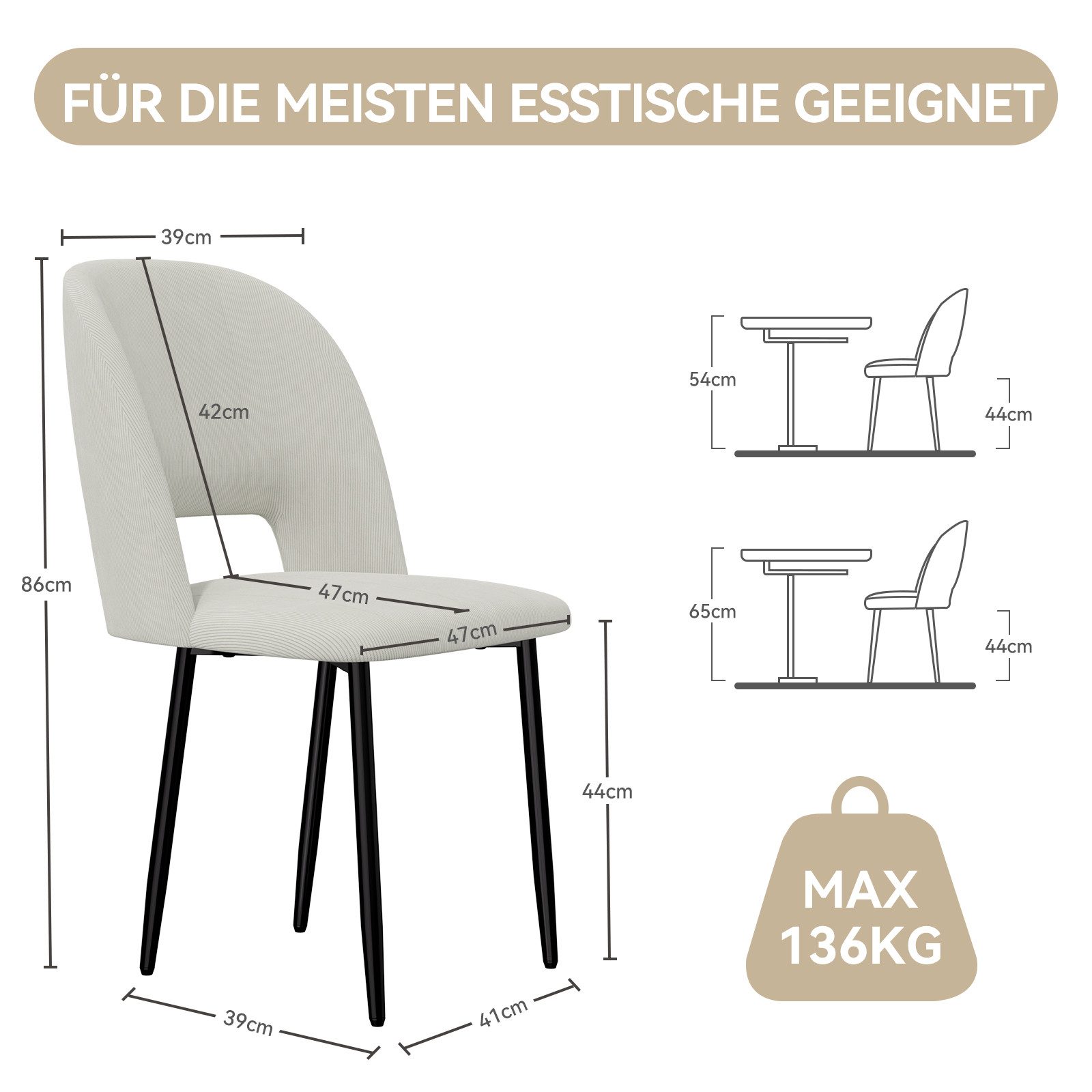 HawthyHome Esszimmerstuhl 2er Set Küchenstuhl Polsterstuhl günstig online kaufen