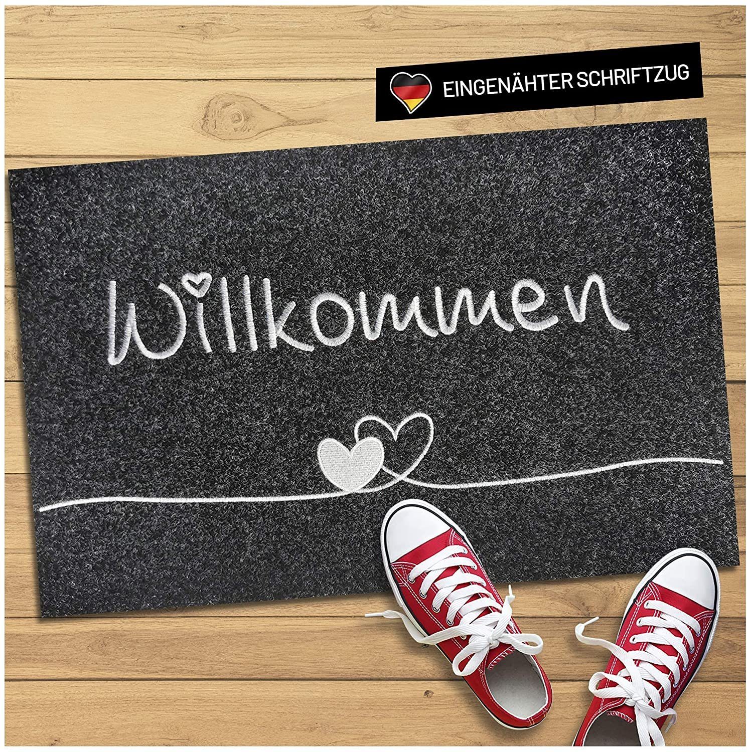 WELLMODA Fußmatte "Willkommen" I genähter Schriftzug günstig online kaufen