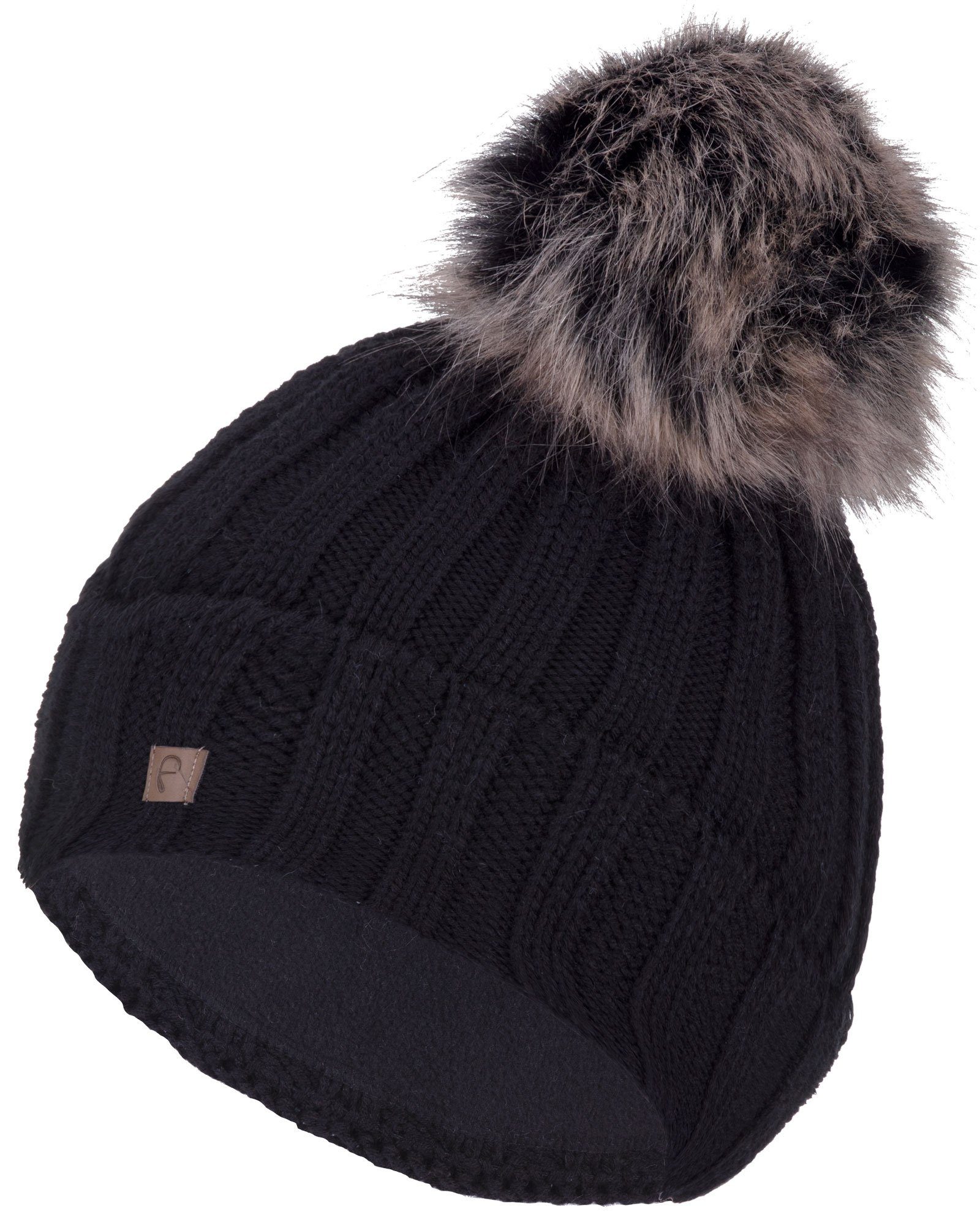 Faera Bommelmütze (1-St) Bommelmütze Wintermütze Herren Damen Unisex Fleecefutter Beanie