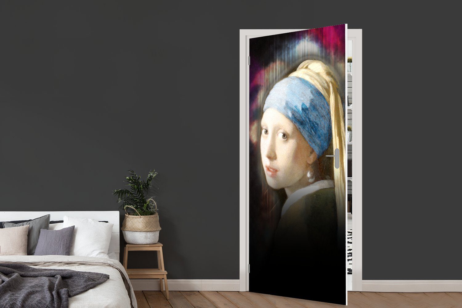 MuchoWow Türtapete Kunst - Vermeer cm (1 für - bedruckt, 75x205 St), Türaufkleber, Matt, Fototapete Tür, Regenbogen