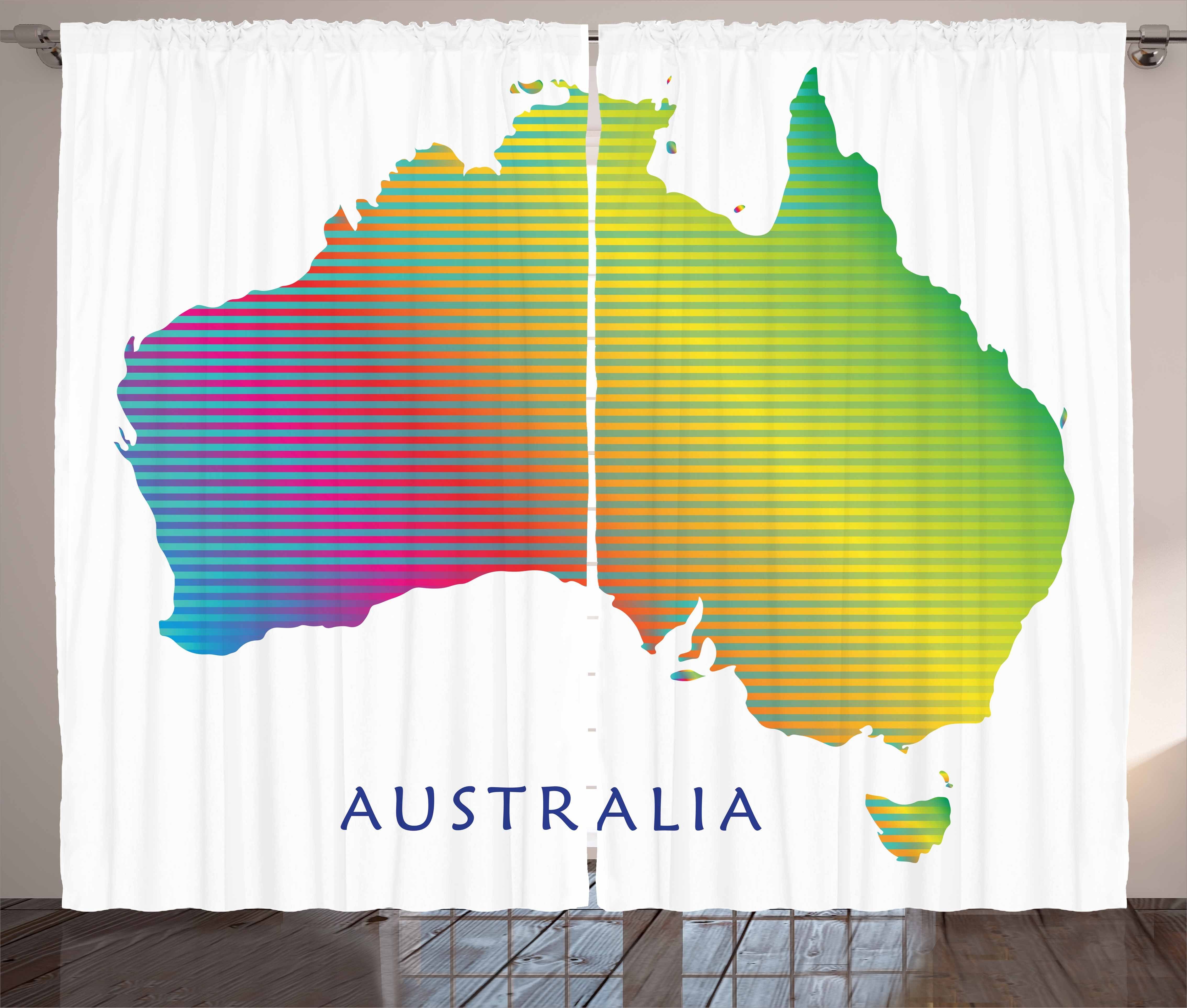 Gardine Schlafzimmer Kräuselband Vorhang mit Schlaufen und Haken, Abakuhaus, Australian Party Regenbogen-Streifen Karte