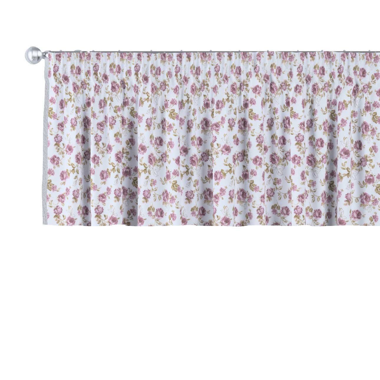 Vorhang mit Kräuselband 130 x 40 cm, Flowers, Dekoria weiß-rosa