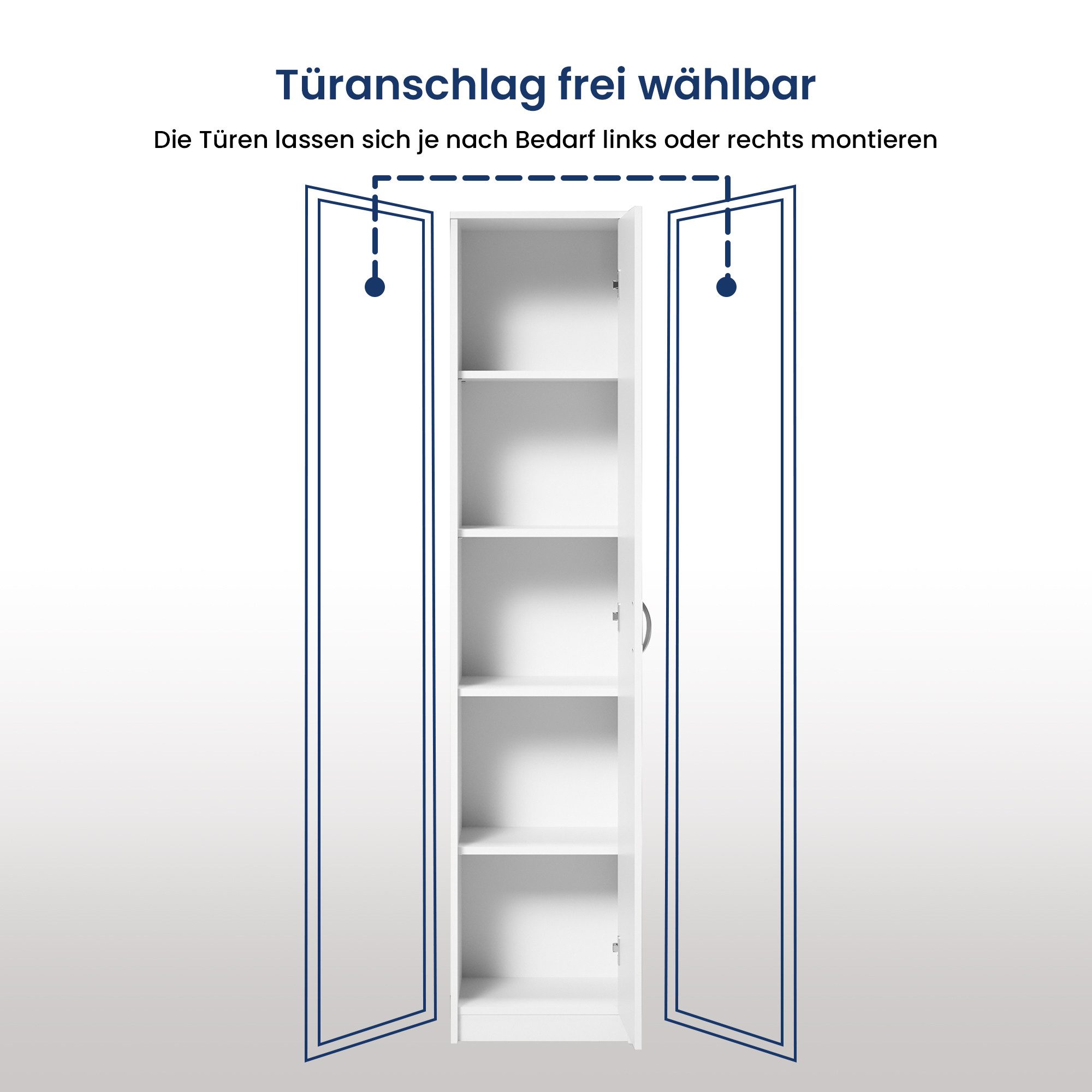 Home Collective Aktenschrank Bücherregal Mehrzweckschrank Schrank Kleiderschrank mit Einlegeböden (Garderobenschrank Regal für Schlafzimmer Flur Keller Büro) Einlegeböden verstellbar 40x35x180cm (BxTxH), weiß