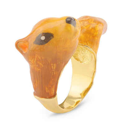 Monkimau Fingerring »Damen Ring Eichhörnchen 18k Gold plattiert« (Packung), 18 Karat vergoldet