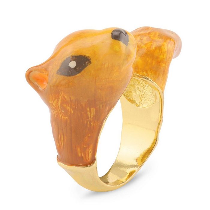 Monkimau Fingerring Damen Ring Eichhörnchen 18k Gold plattiert (Packung) 18 Karat vergoldet