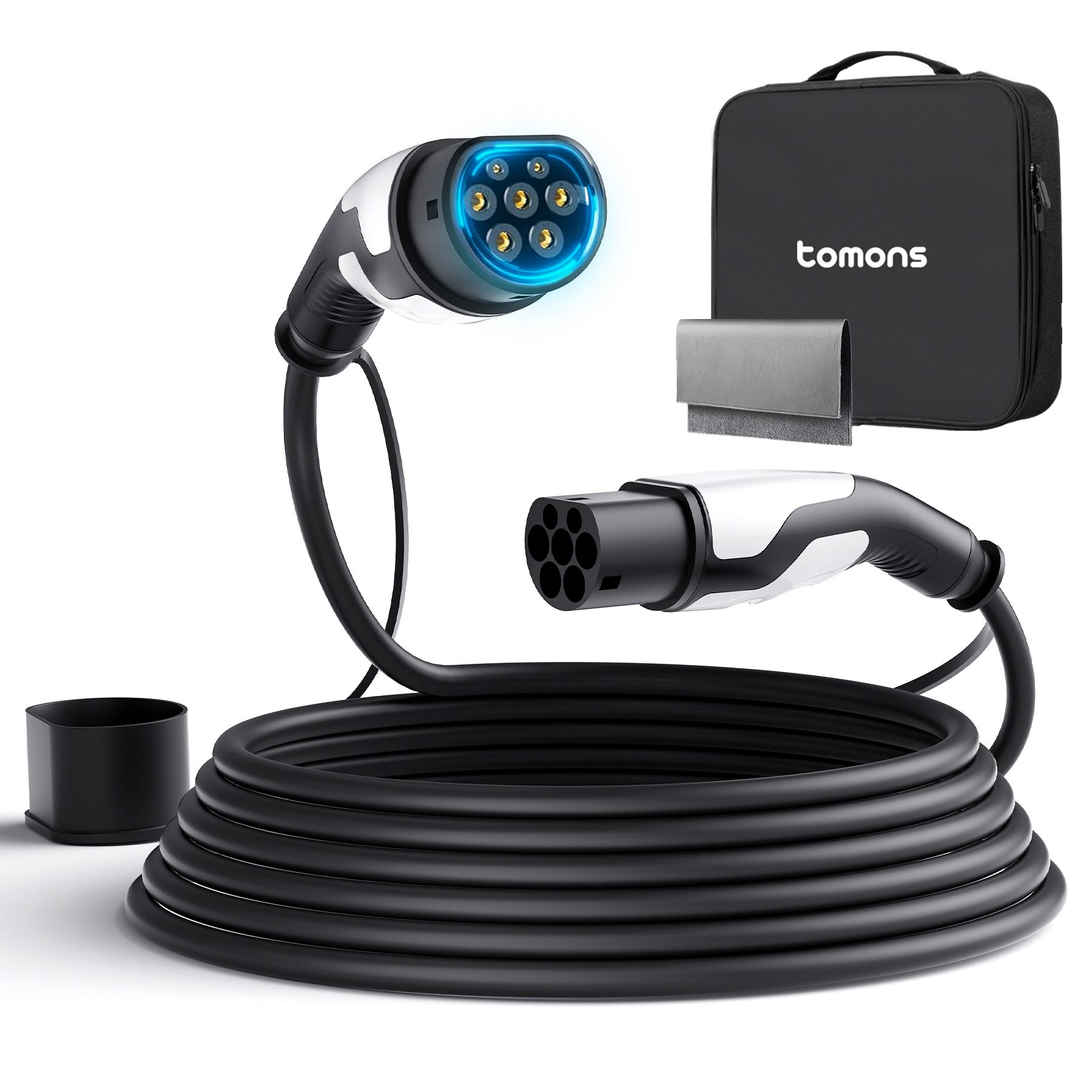Tomons Typ 2 Ladekabel, 11KW 16A 22KW 32A, Ladekabel Elektroauto für EV/PHEV Autoladekabel, (700 cm), IP55