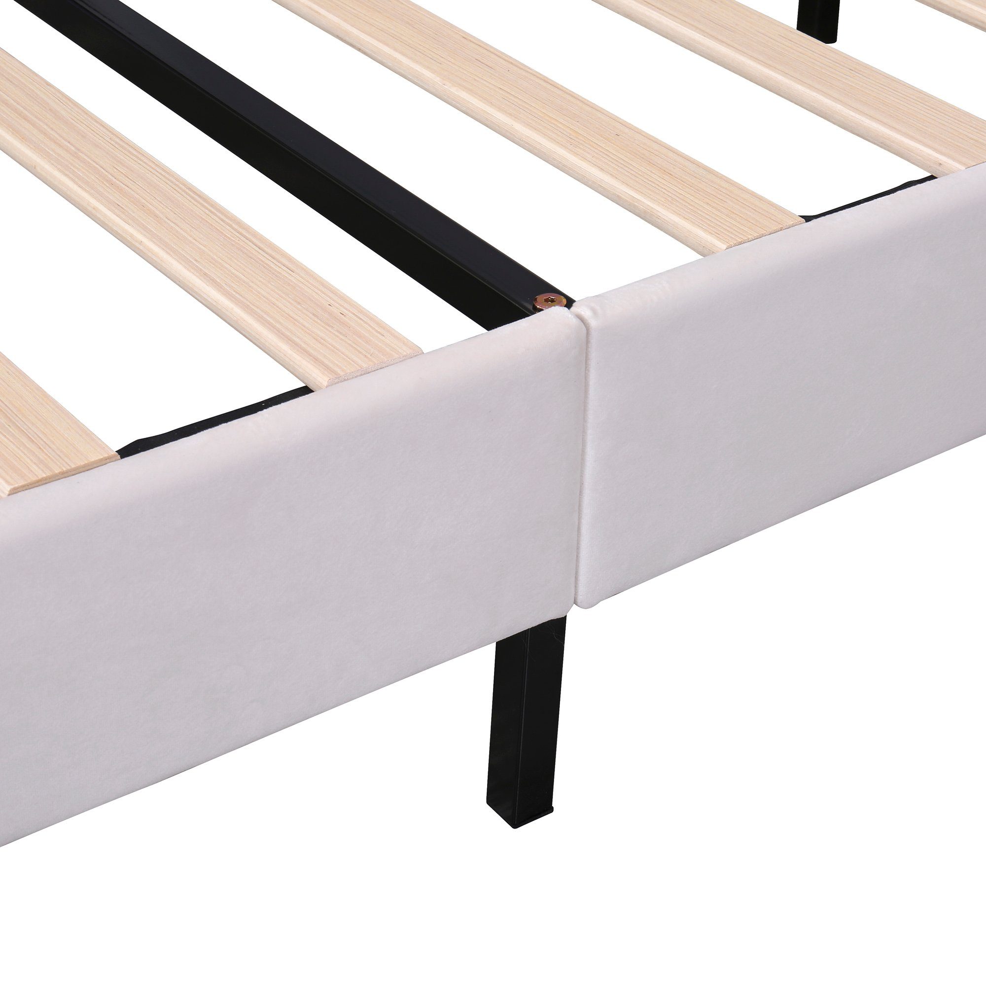 Polsterbett (Doppelbett), Kinderbett mit Blumenform-Kopfteil, Samt, 140x200cm