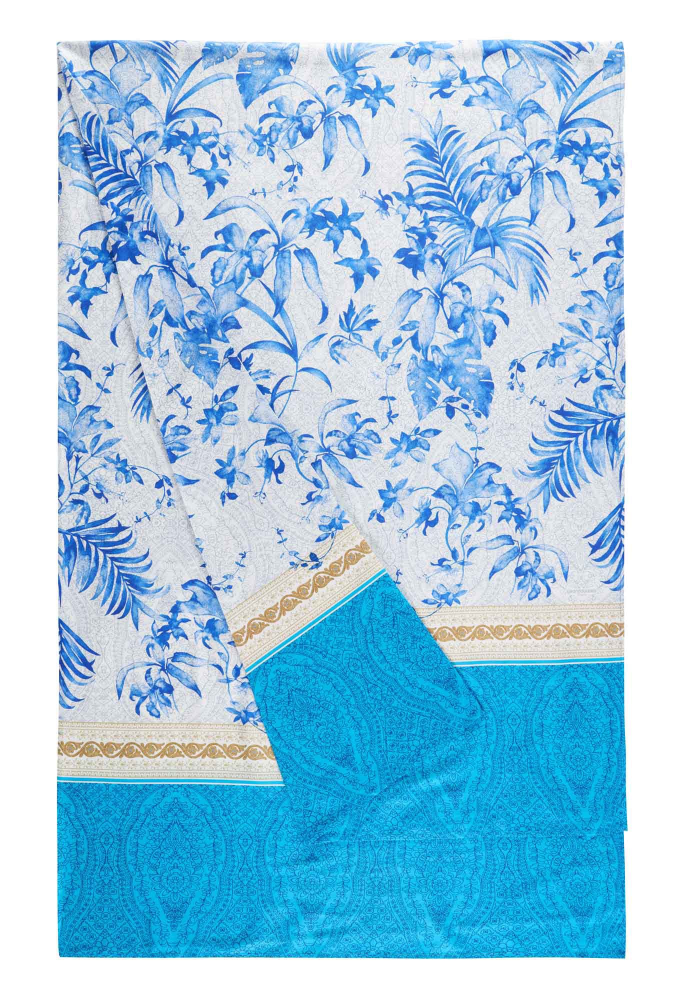 Bassetti Betttuch Bassetti Granfoulard IBISCUS TATTOO, B1 Blau, Baumwolle, (1 Stück)